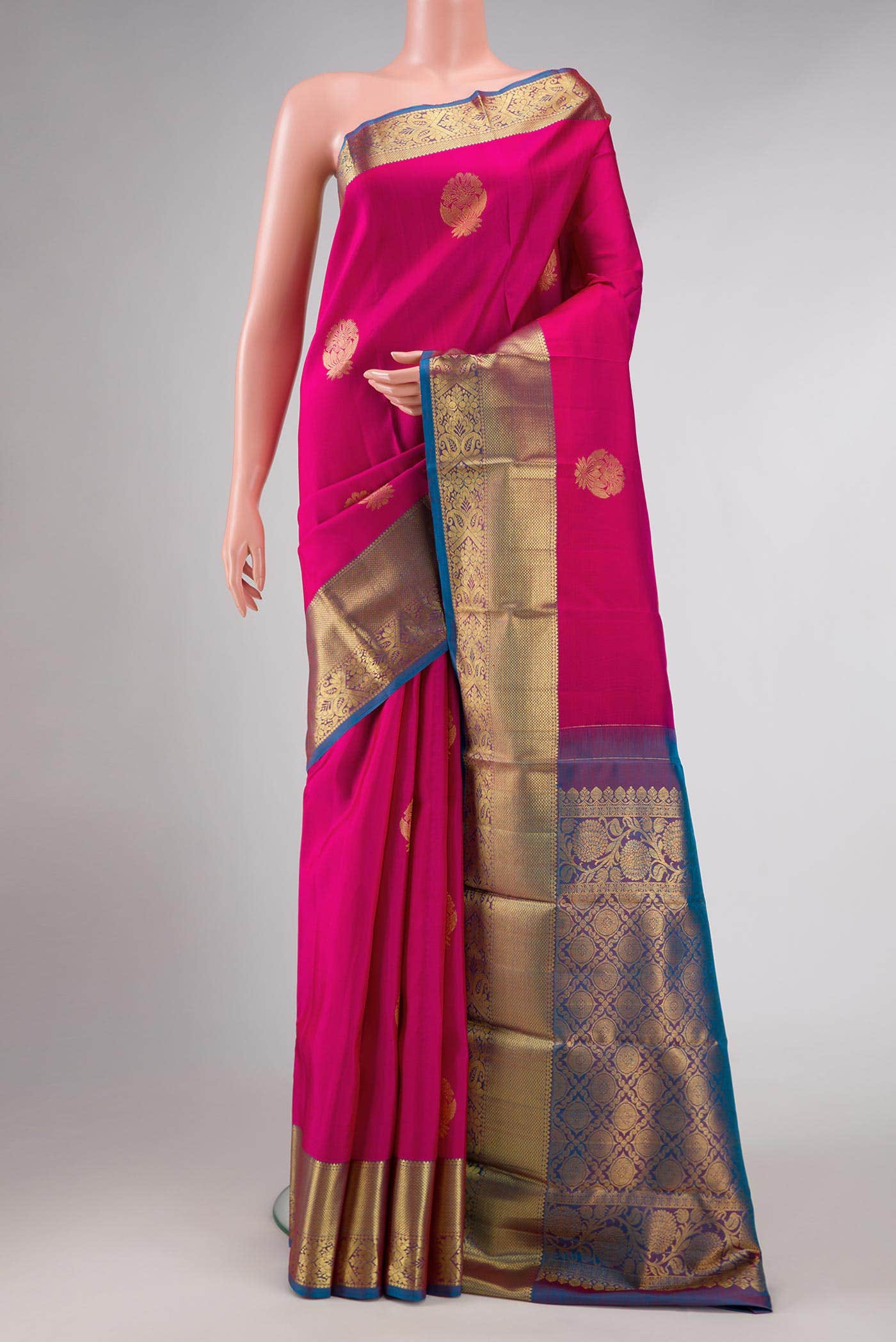 Pink Dual Tone Kanchipuram Silk Saree