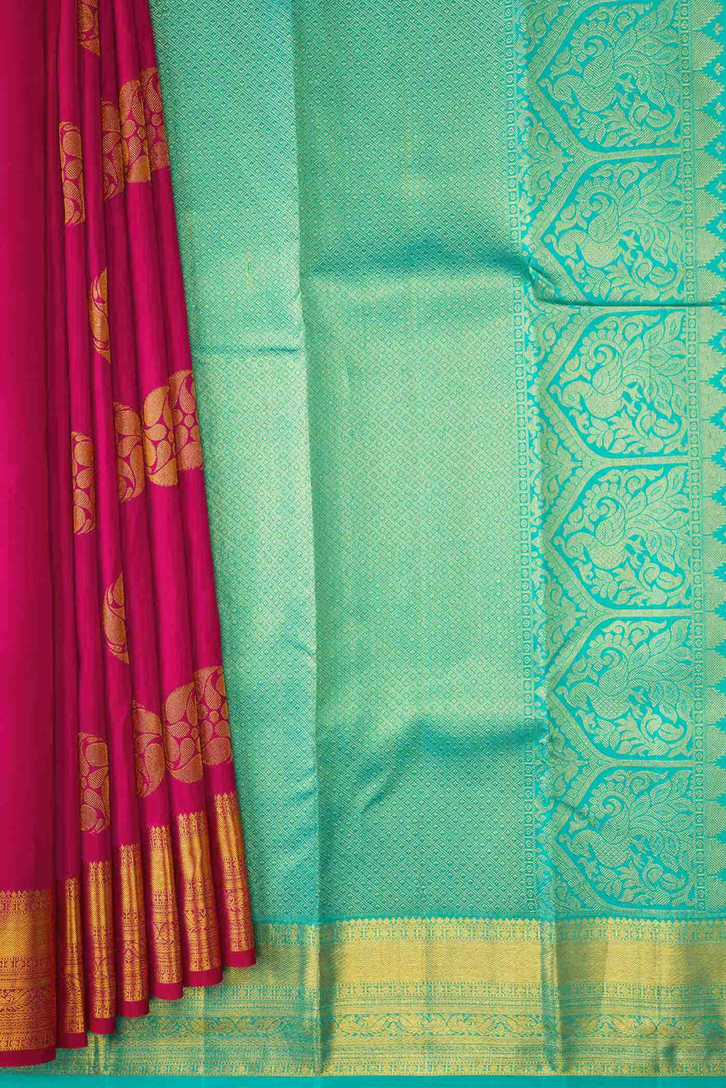 Dark Pink Dual Tone Kanchipuram Silk Saree