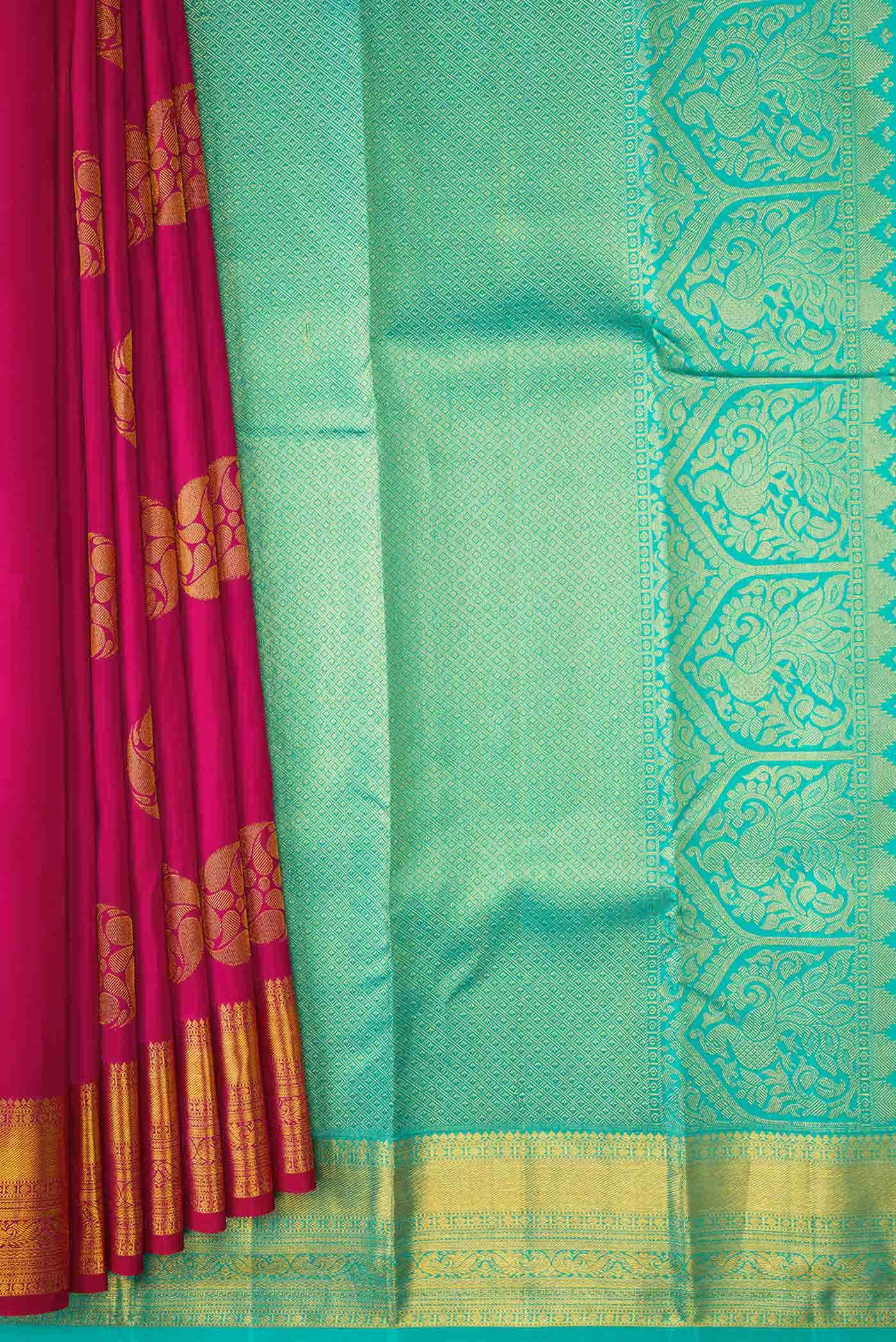 Dark Pink Dual Tone Kanchipuram Silk Saree