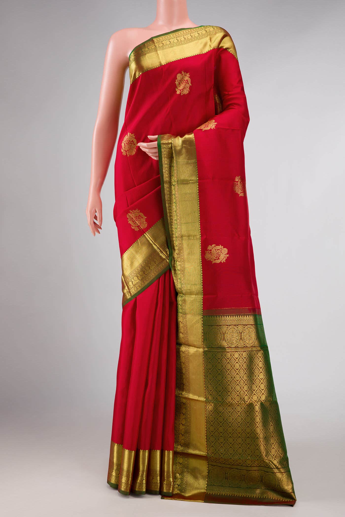 Red Dual Tone Kanchipuram Silk Saree