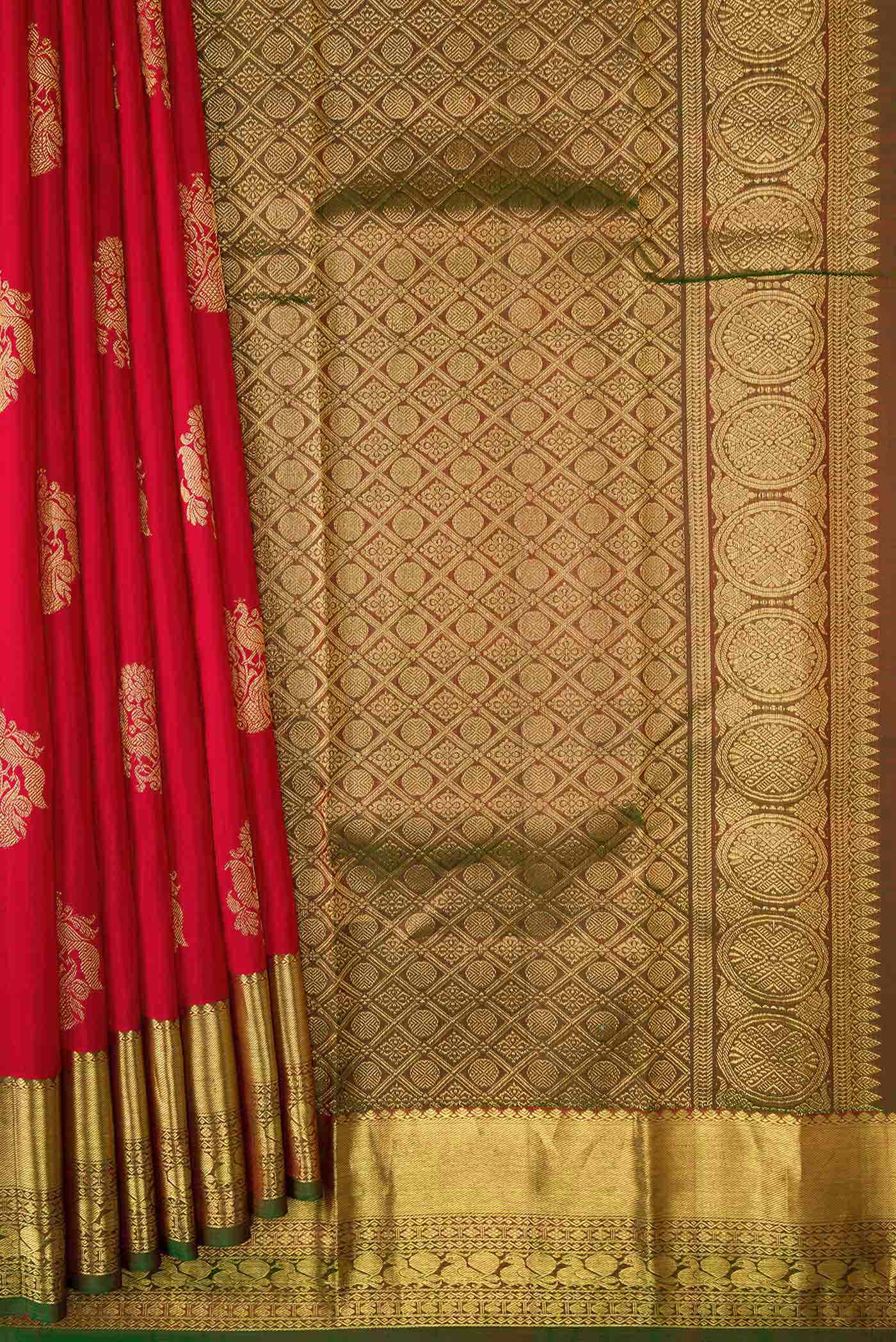 Red Dual Tone Kanchipuram Silk Saree