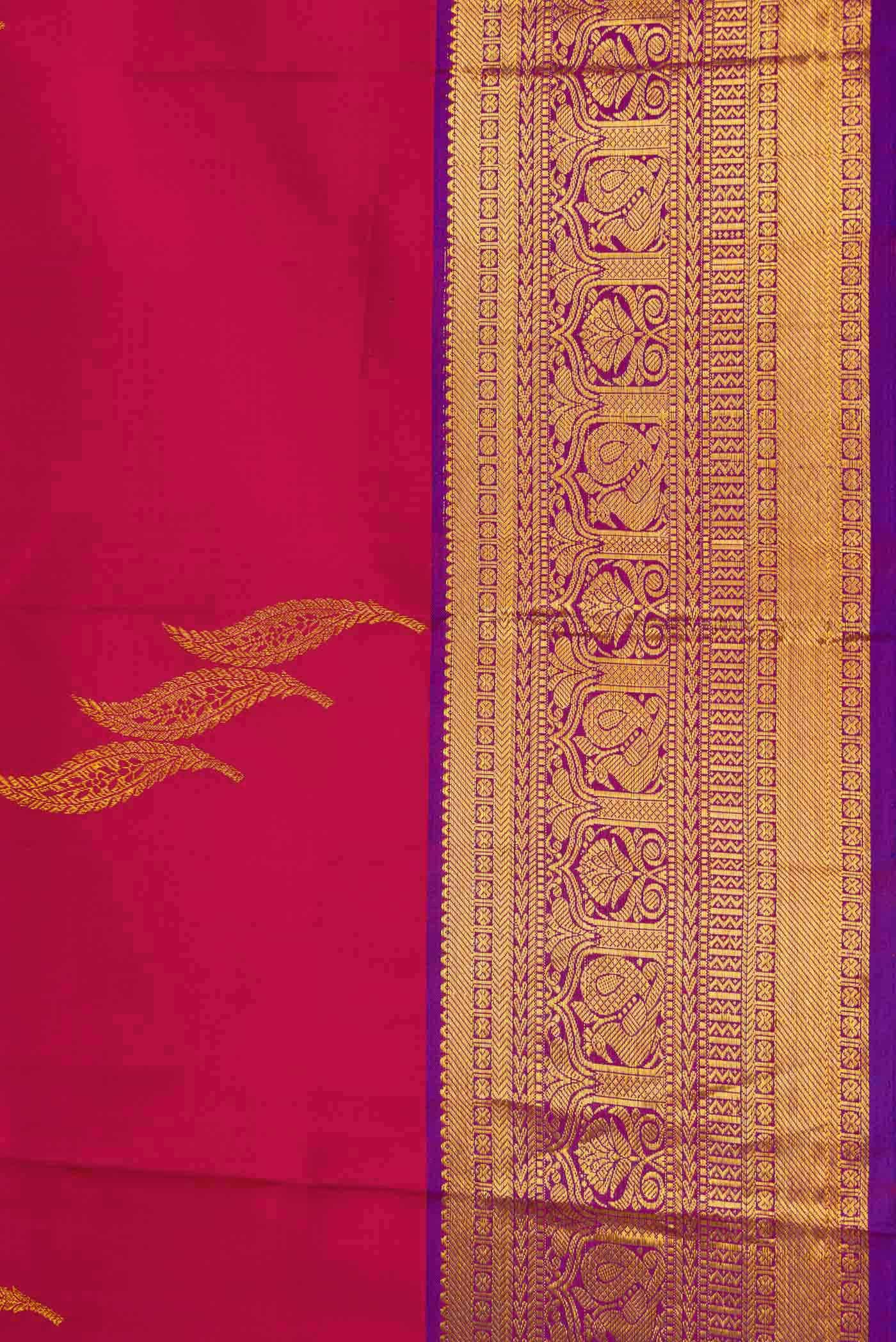 Dark Pink Dual Tone Kanchipuram Silk Saree