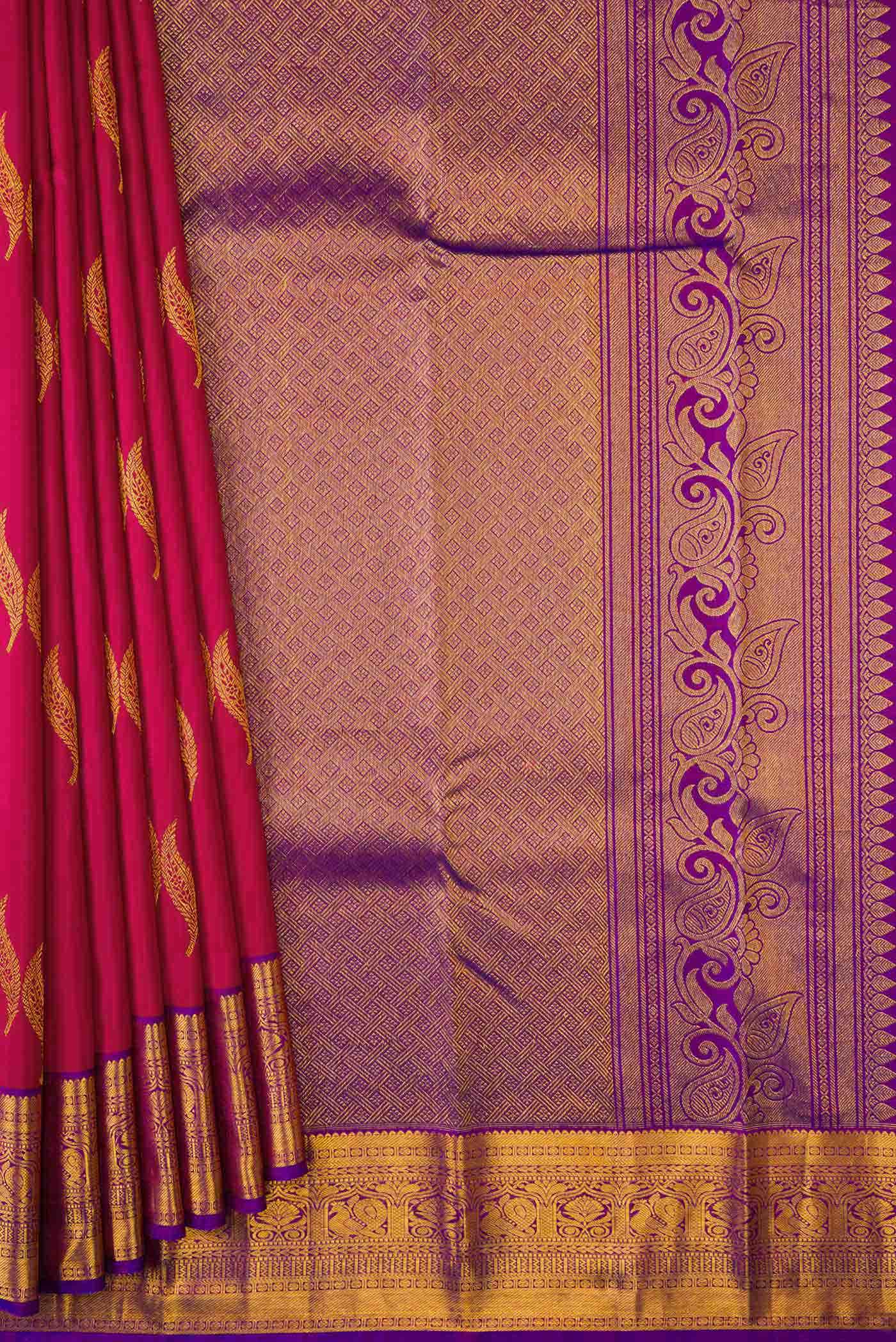 Dark Pink Dual Tone Kanchipuram Silk Saree