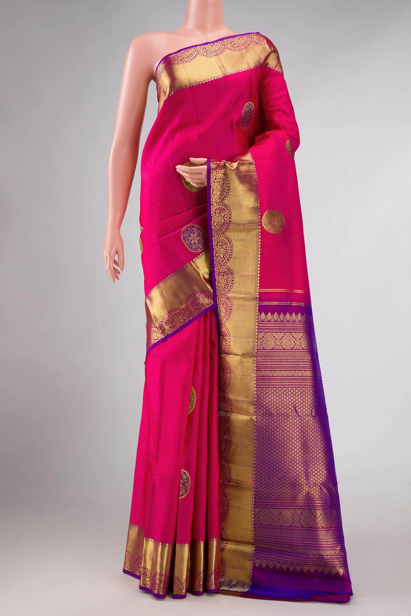 Pink Dual Tone Kanchipuram Silk Saree