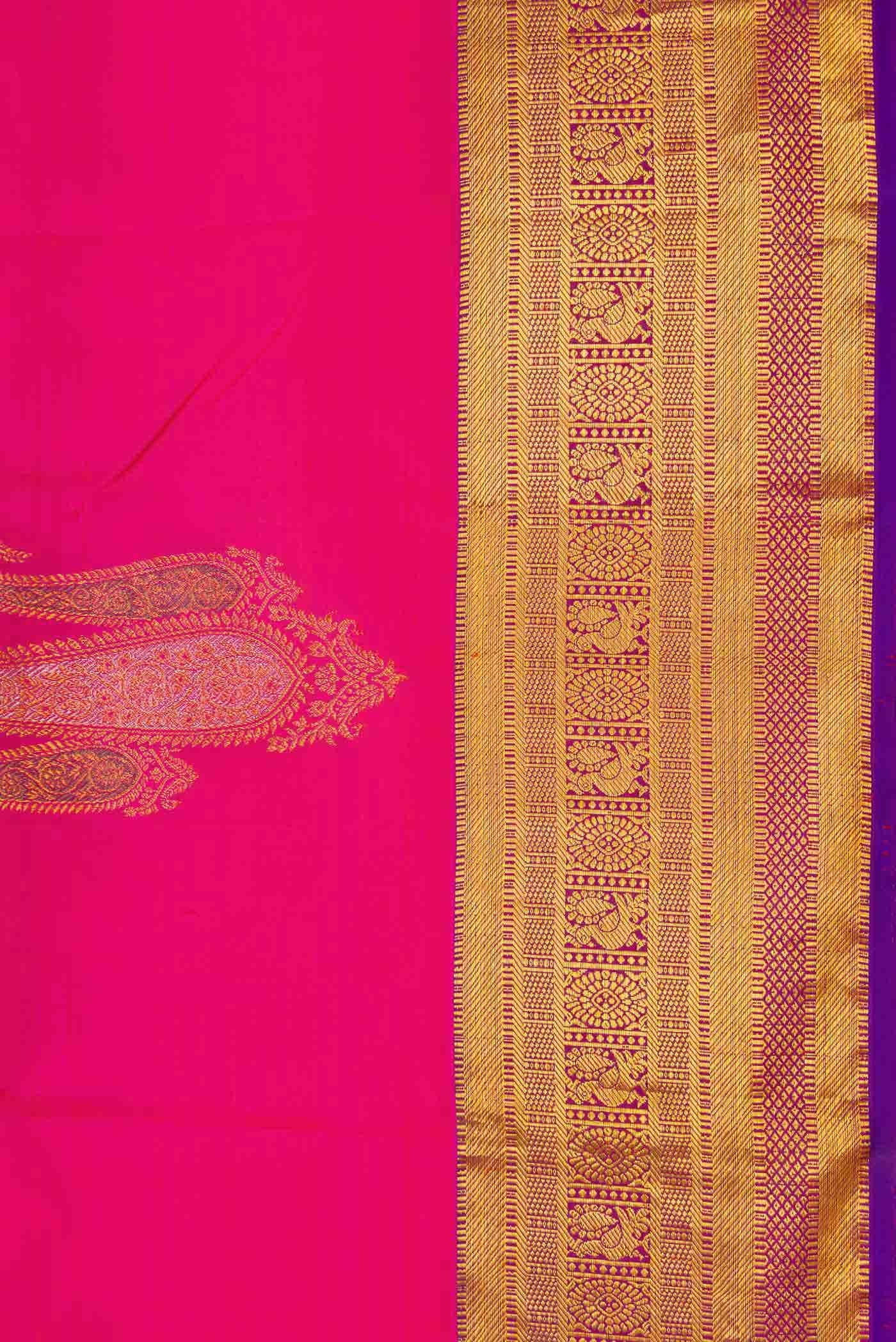 Dark Pink Dual Tone Kanchipuram Silk Saree