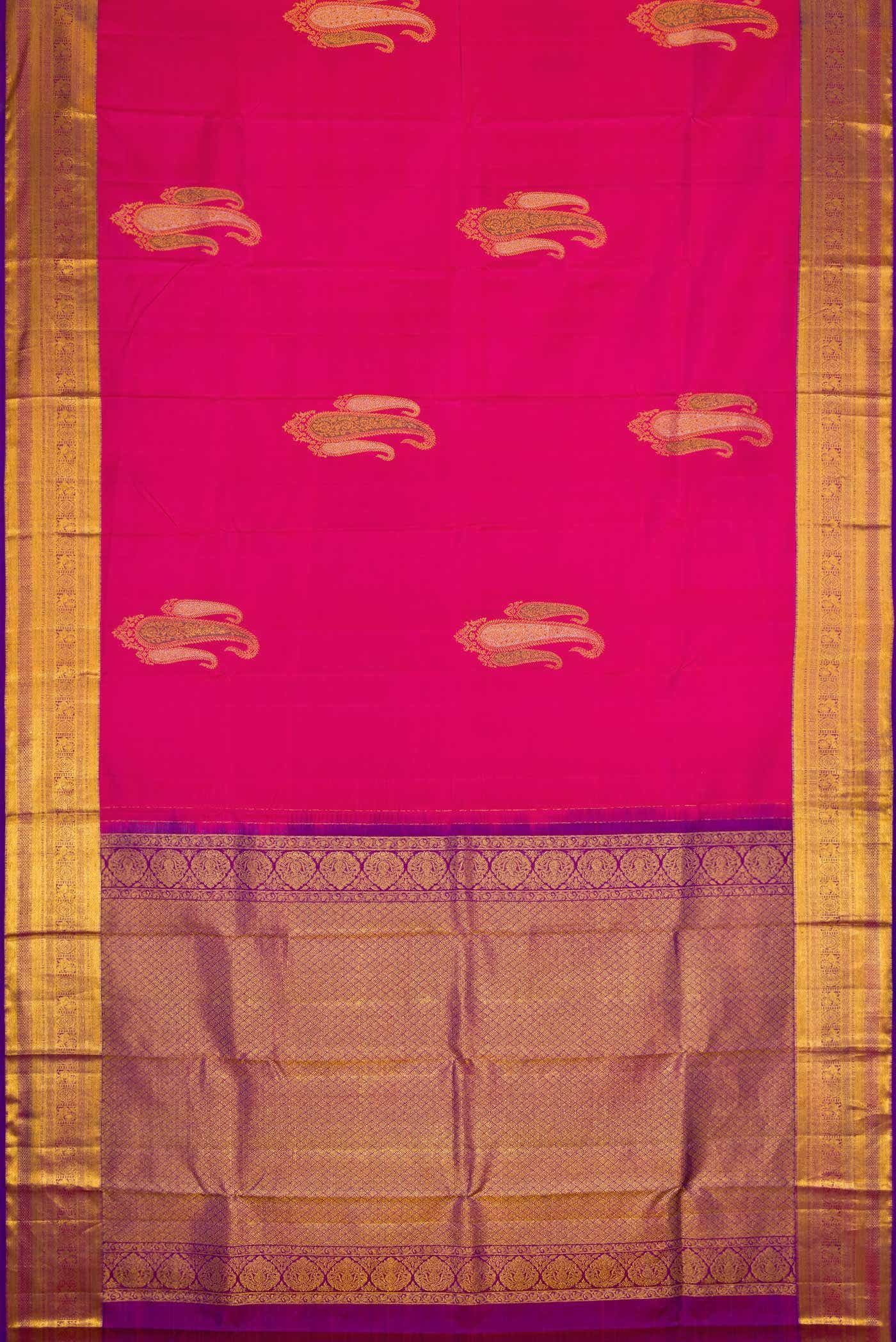 Dark Pink Dual Tone Kanchipuram Silk Saree