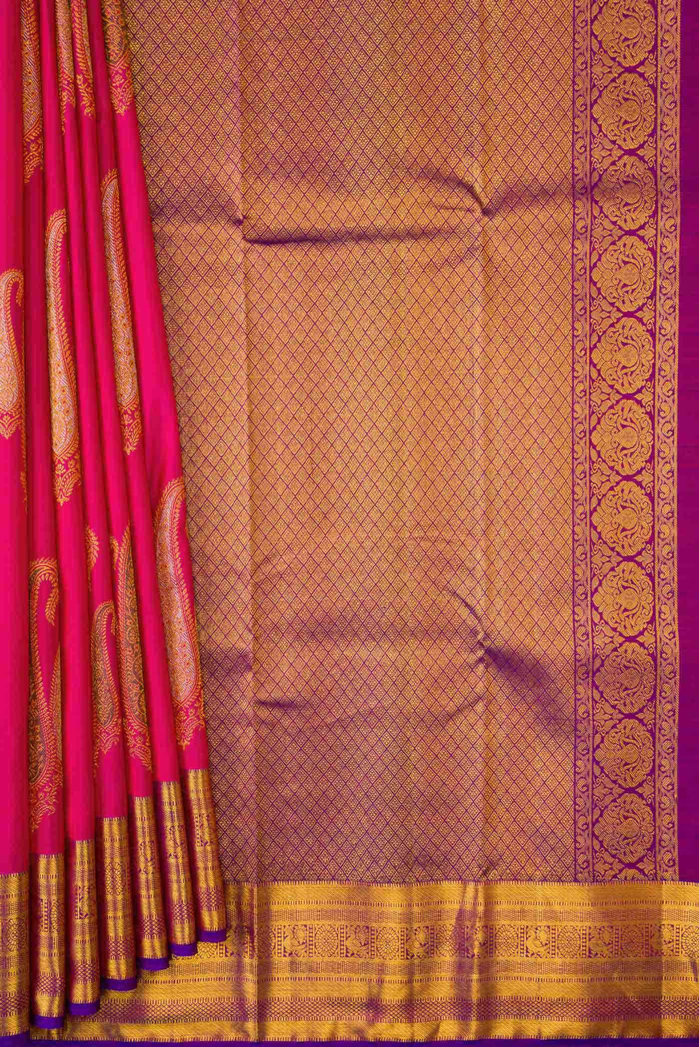Dark Pink Dual Tone Kanchipuram Silk Saree
