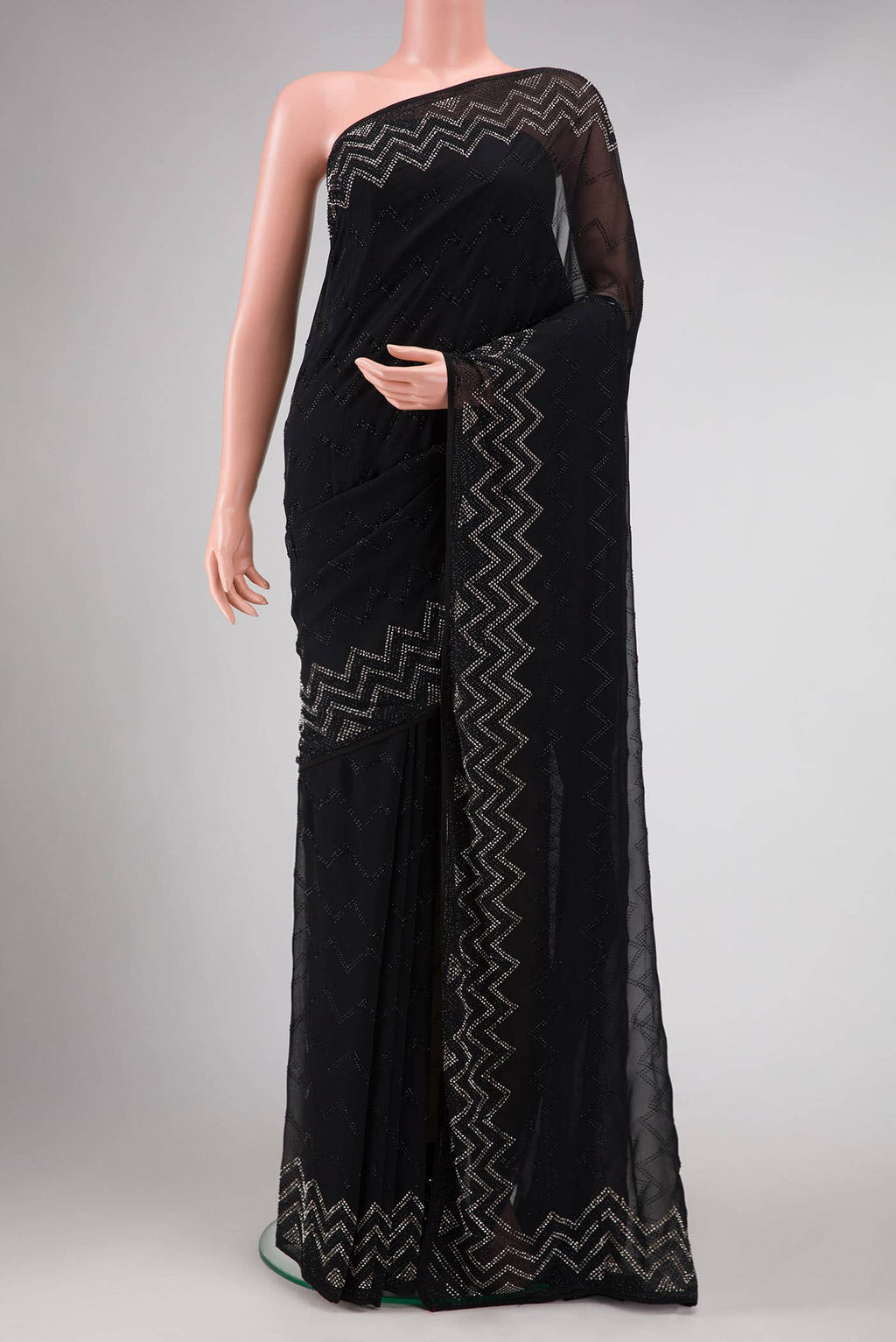 Black Mysore Georgette Saree