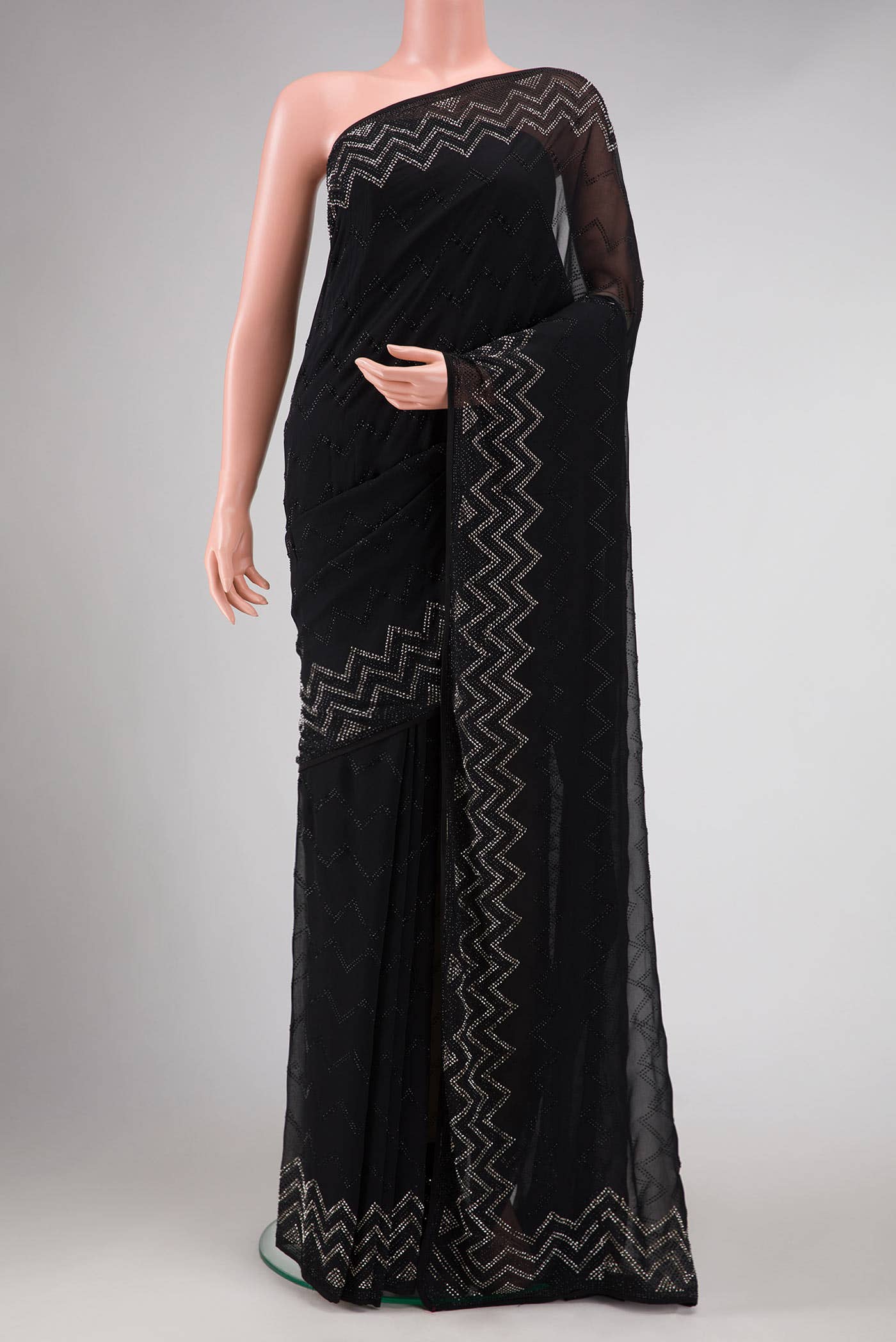 Black Mysore Georgette Saree