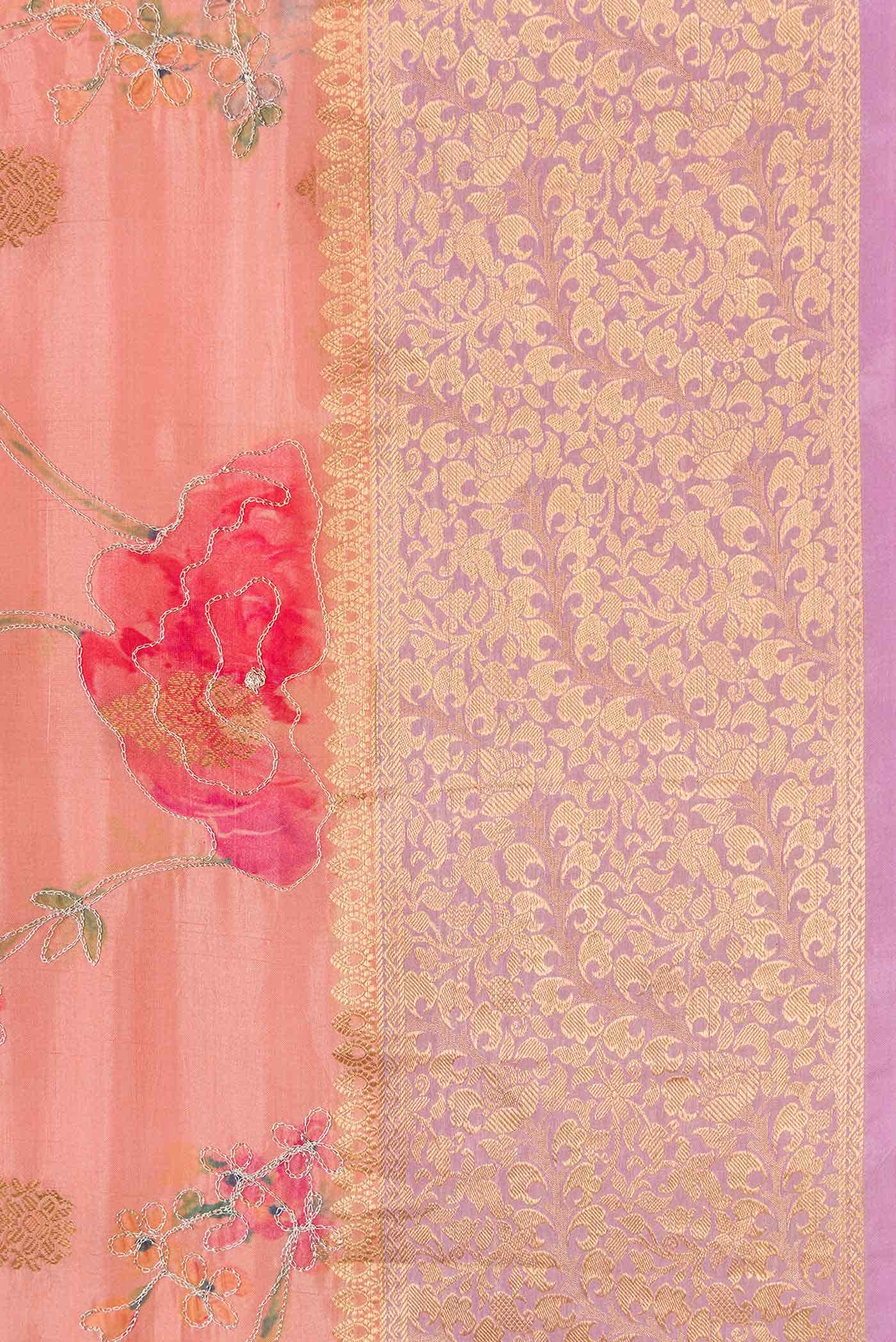 Golden Peach Kanchipuram Silk Saree
