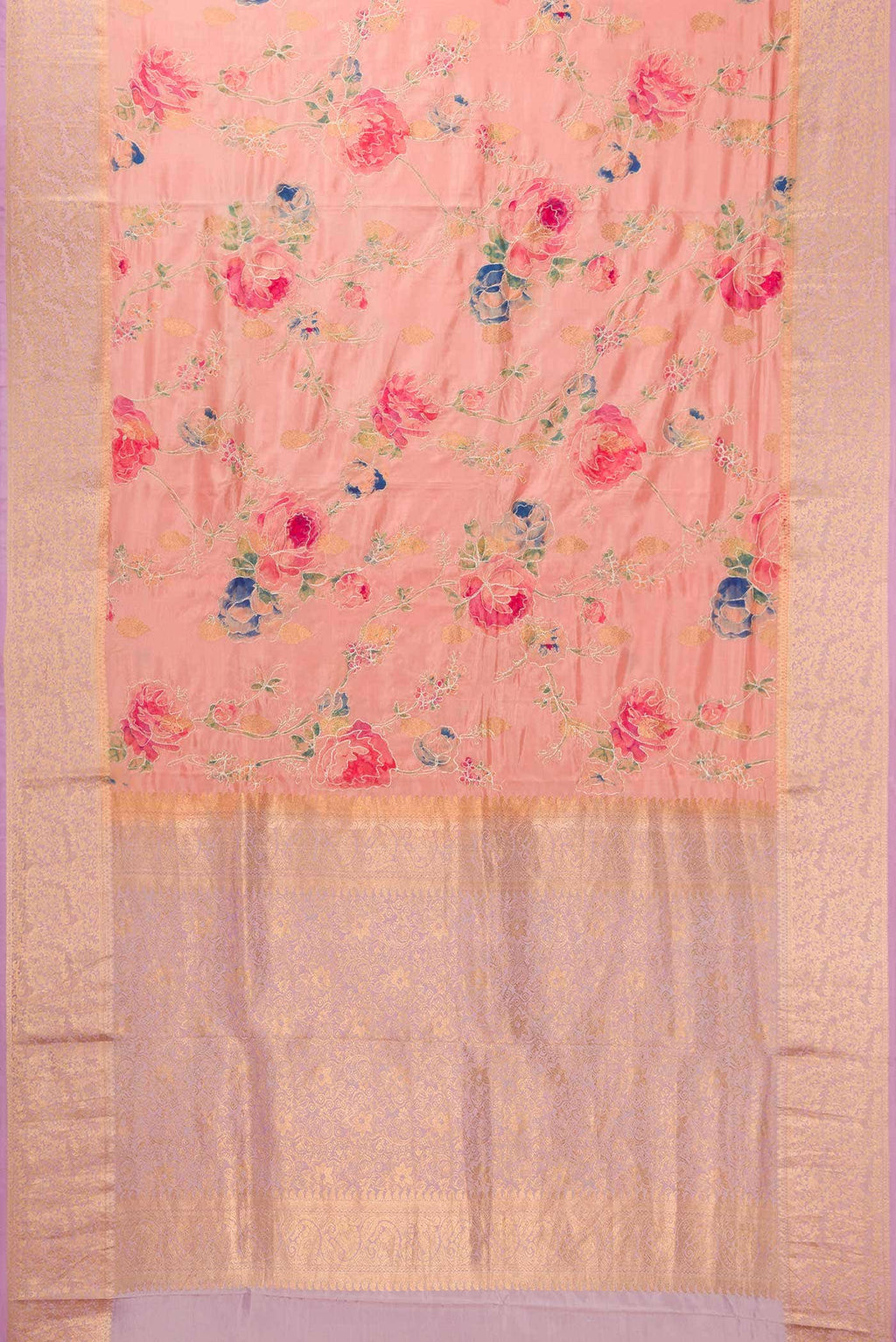 Golden Peach Kanchipuram Silk Saree