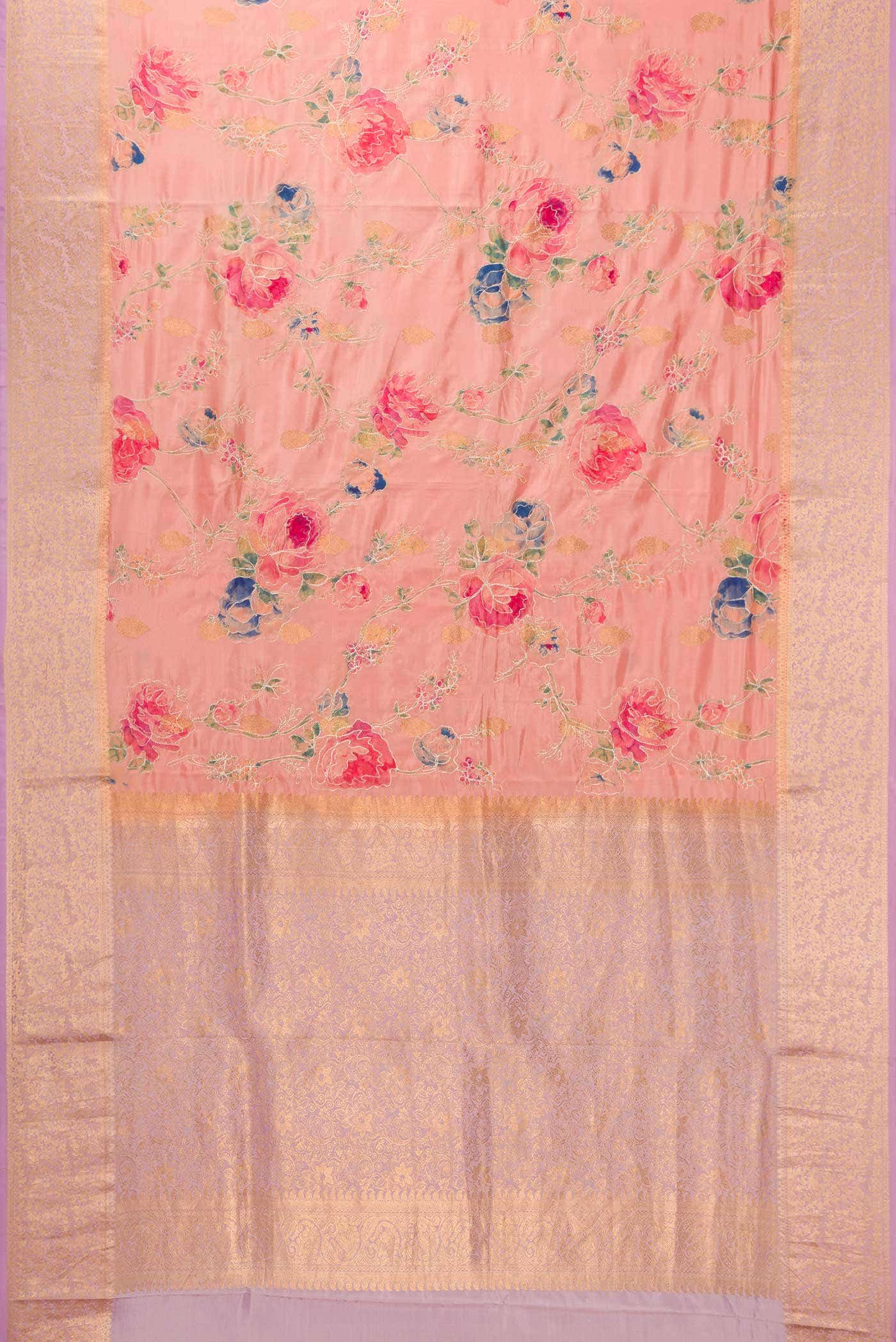 Golden Peach Kanchipuram Silk Saree