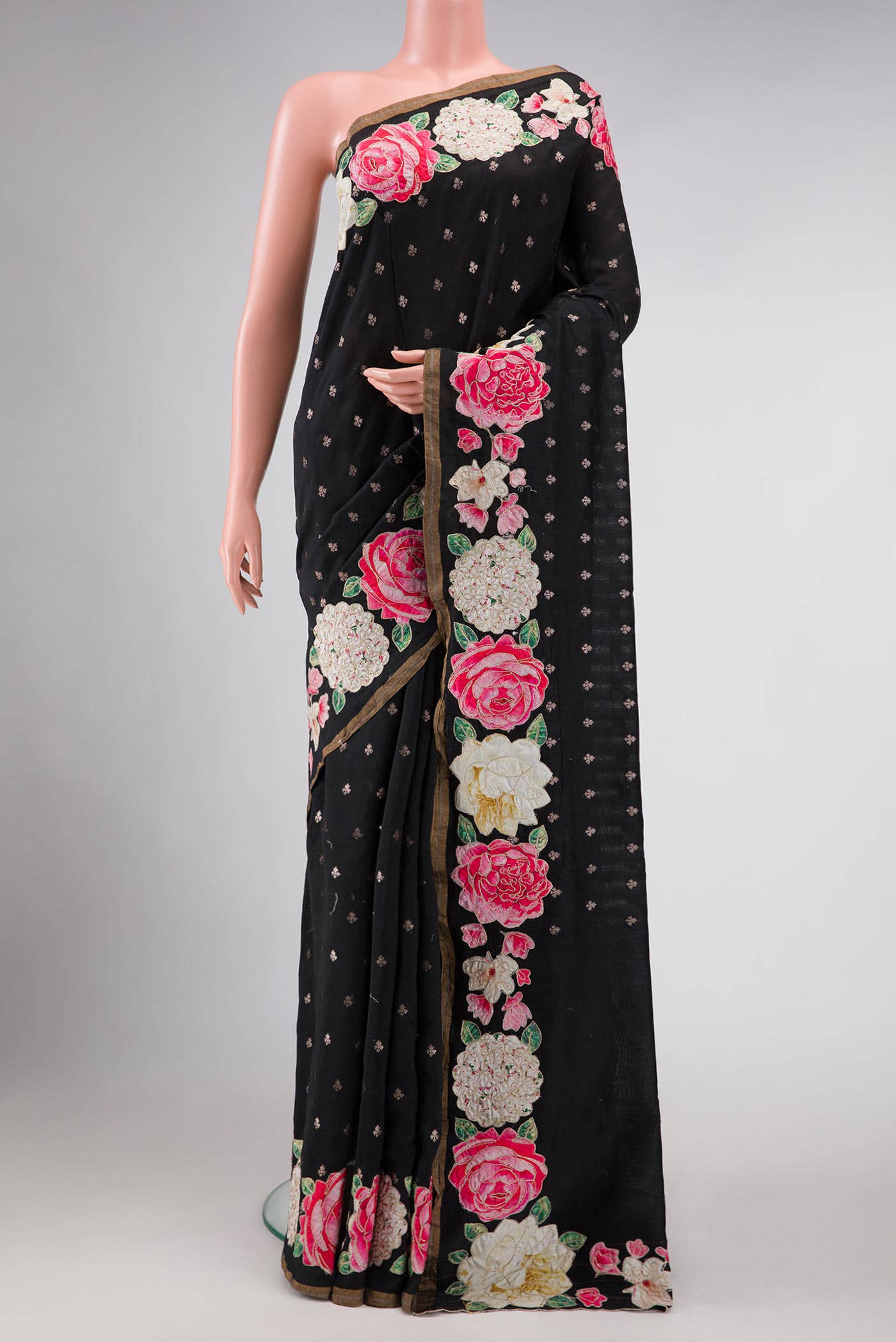 Black Tussar Silk Saree