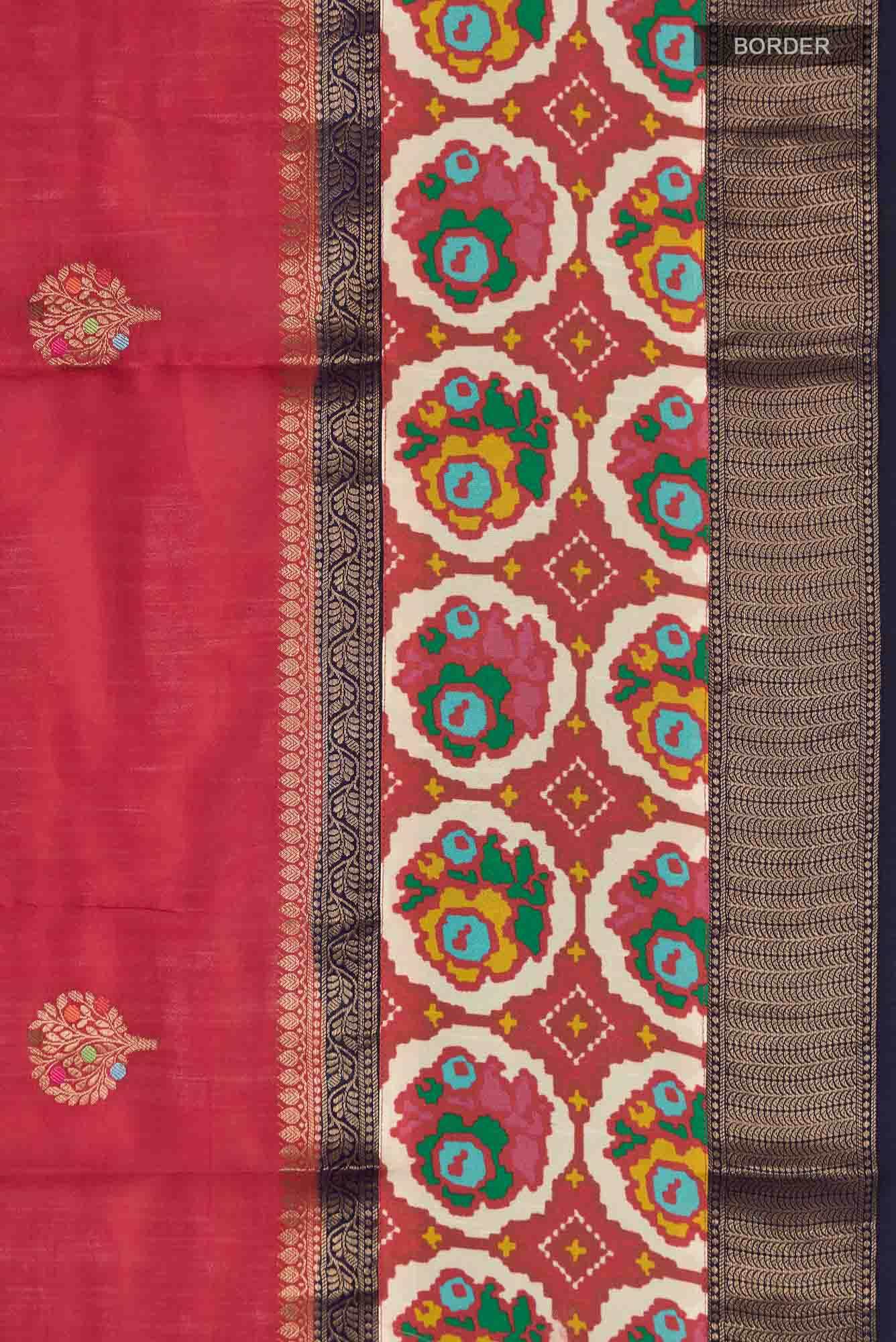 Red Banarasi Tussar Silk Saree