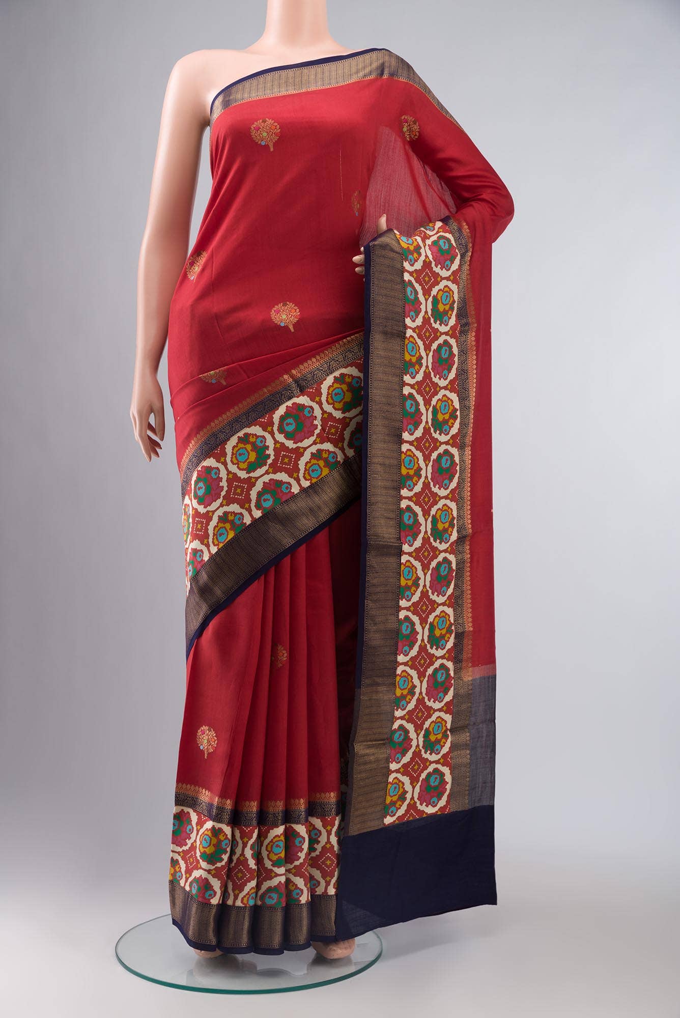 Red Banarasi Tussar Silk Saree