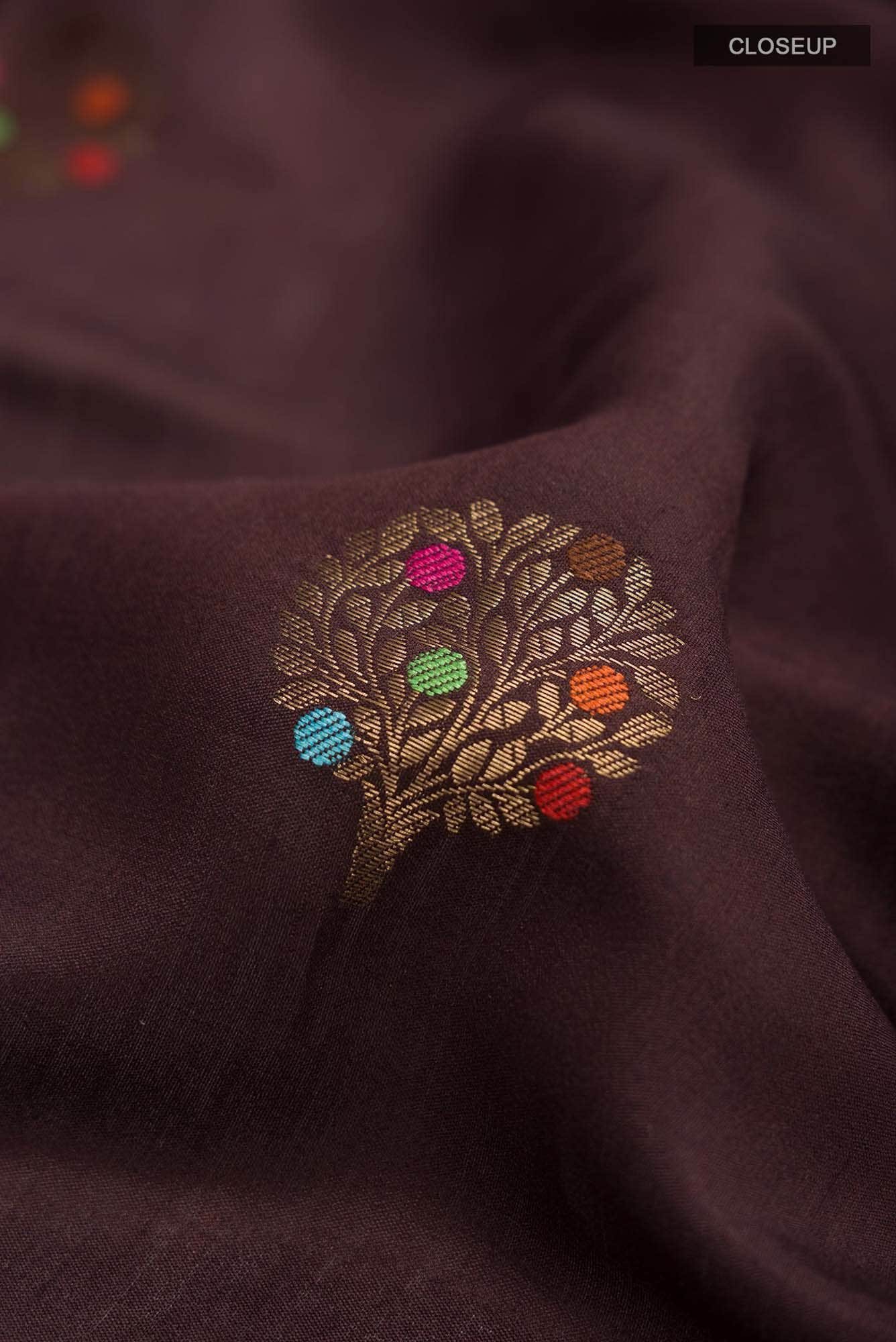 Brown Banarasi Raw Silk Saree
