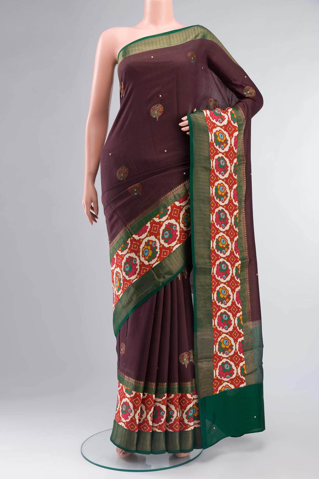 Brown Banarasi Raw Silk Saree
