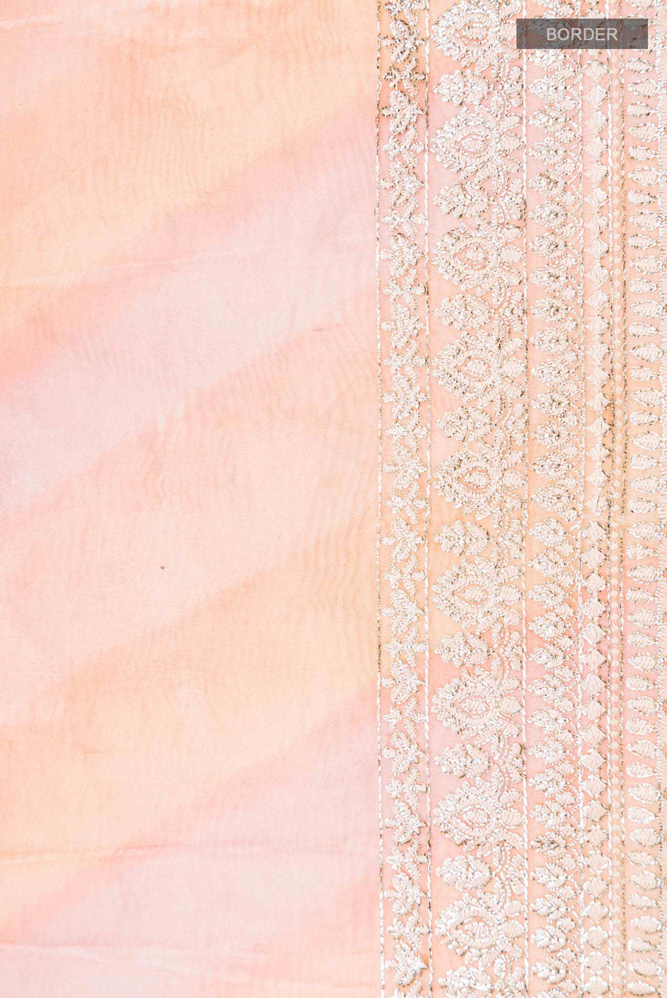Peach Organza Silk Saree