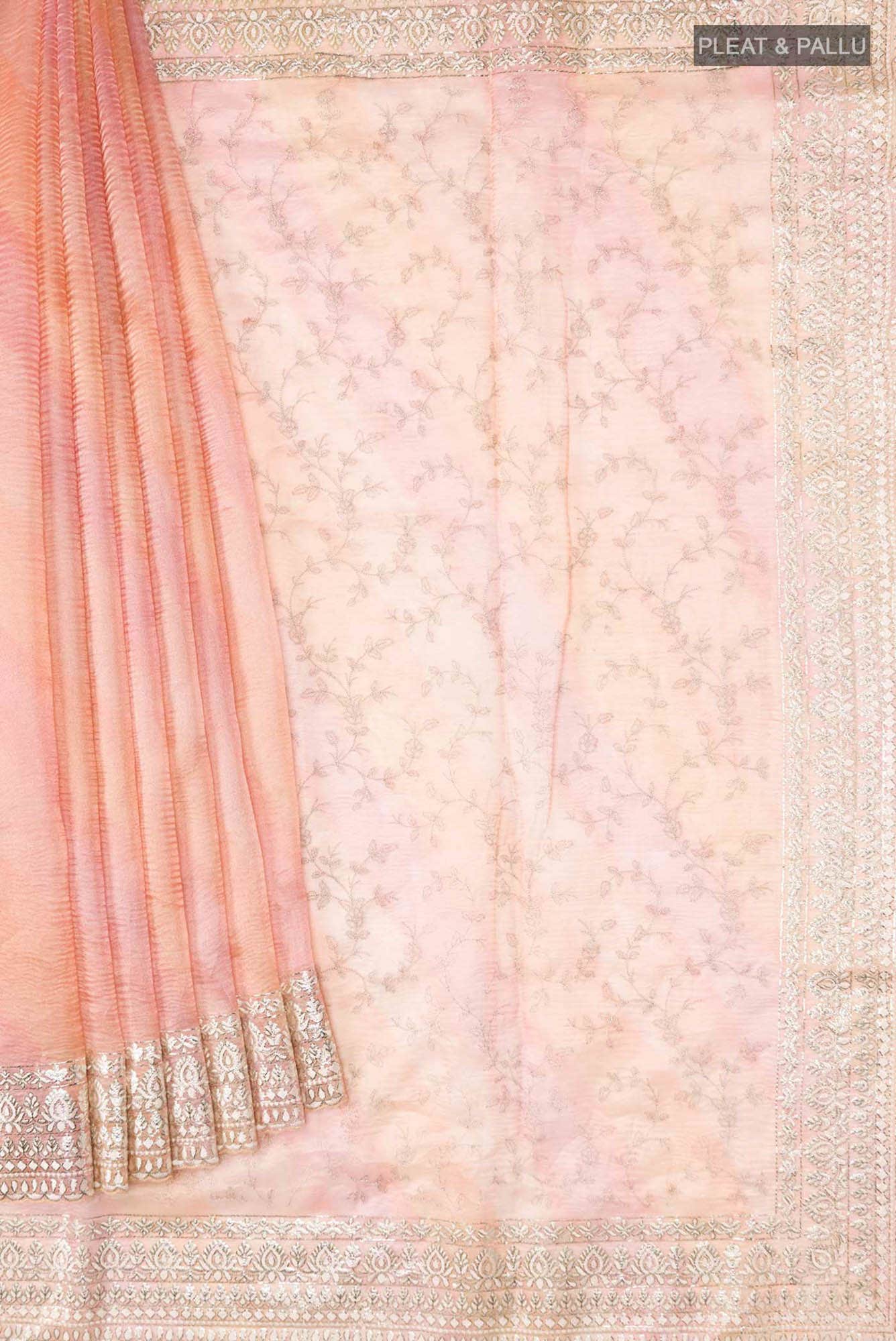 Peach Organza Silk Saree