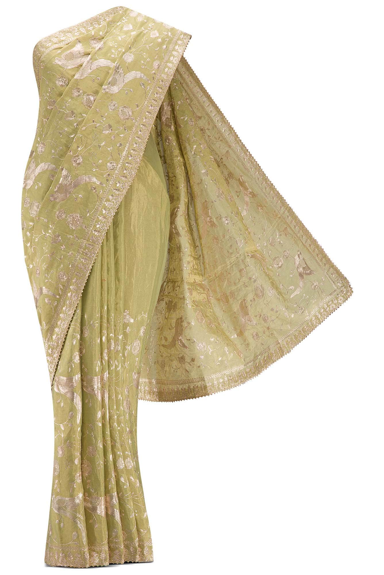 Green Dual Tone Chanderi Tissue Silk Saree