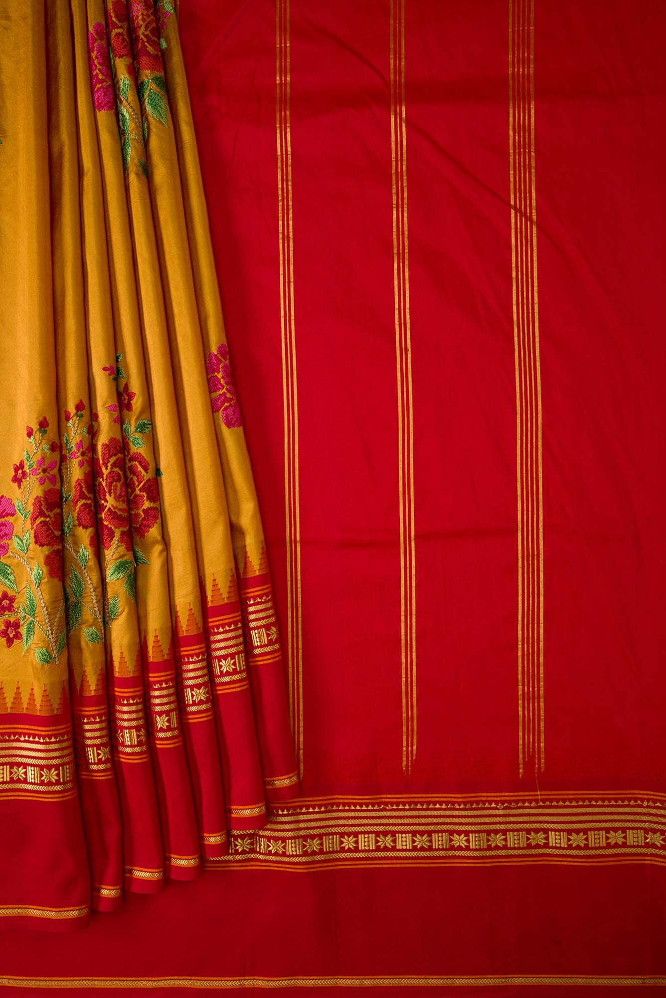 Mustard Dual Tone Banarasi Silk Saree