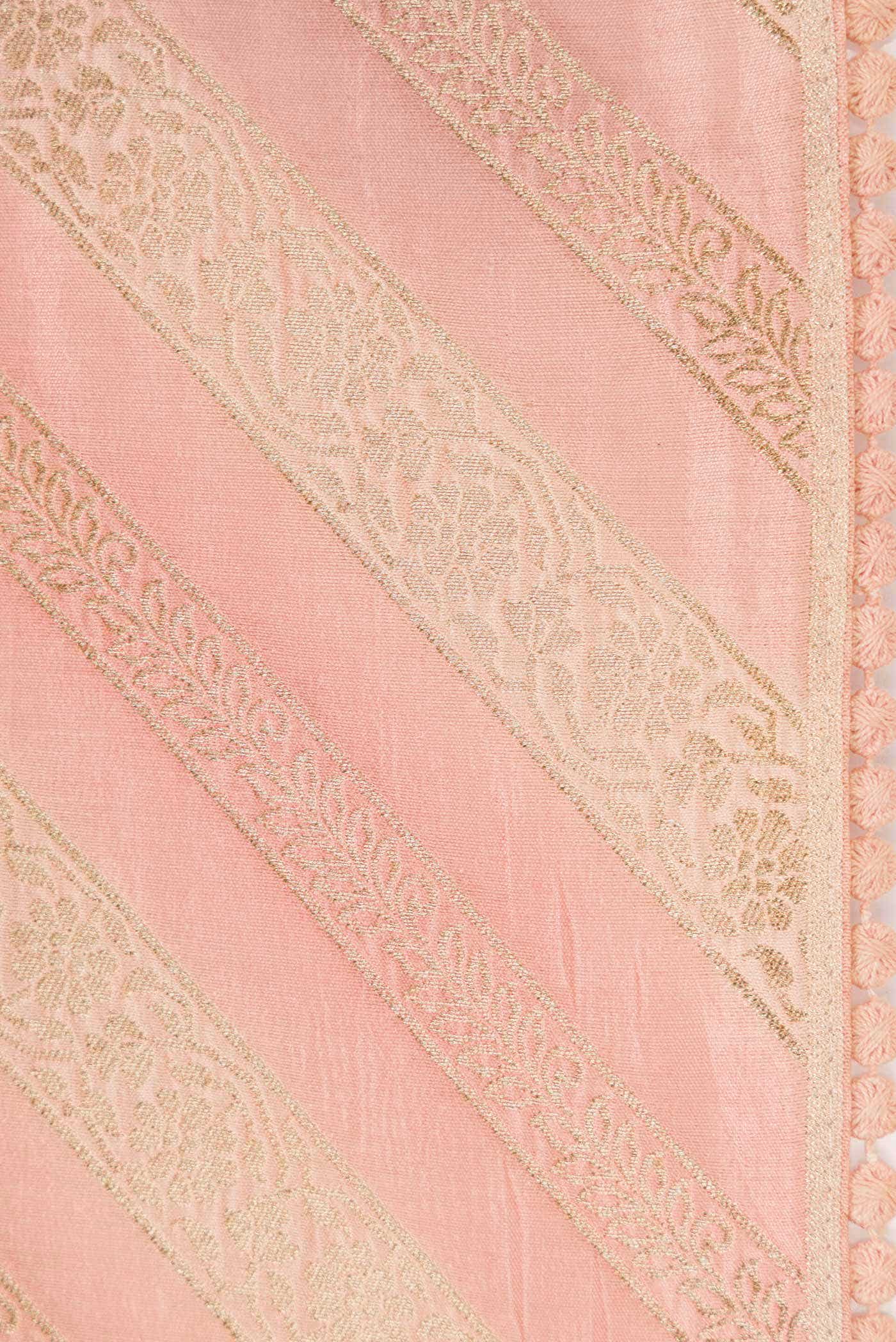 Golden Peach Banarasi Silk Saree