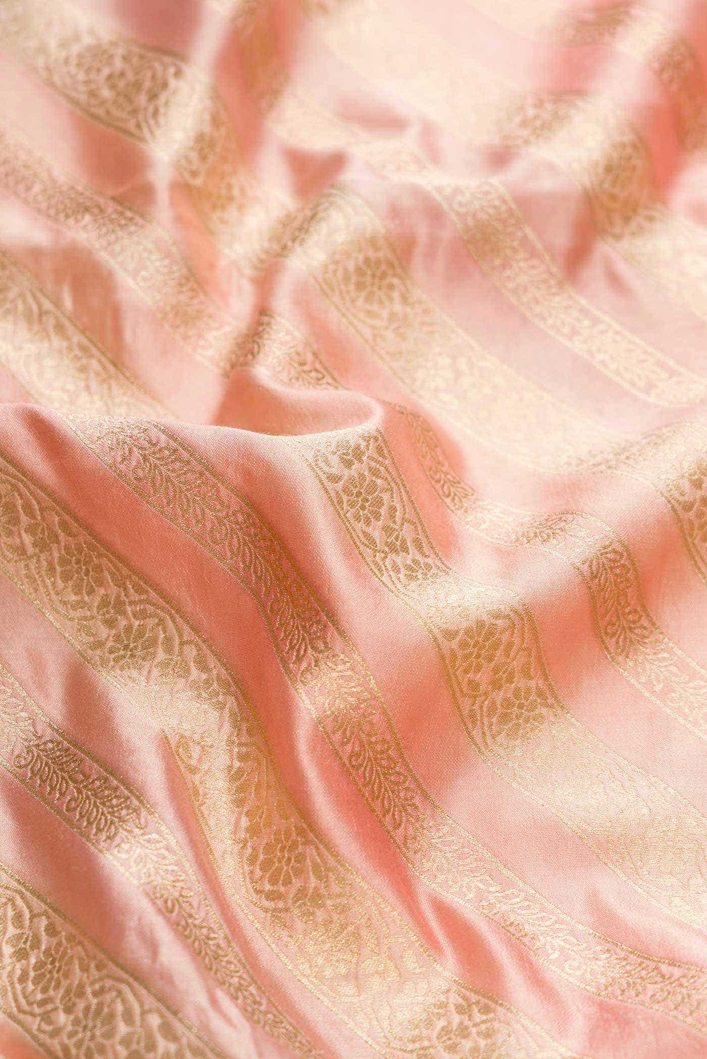 Golden Peach Banarasi Silk Saree