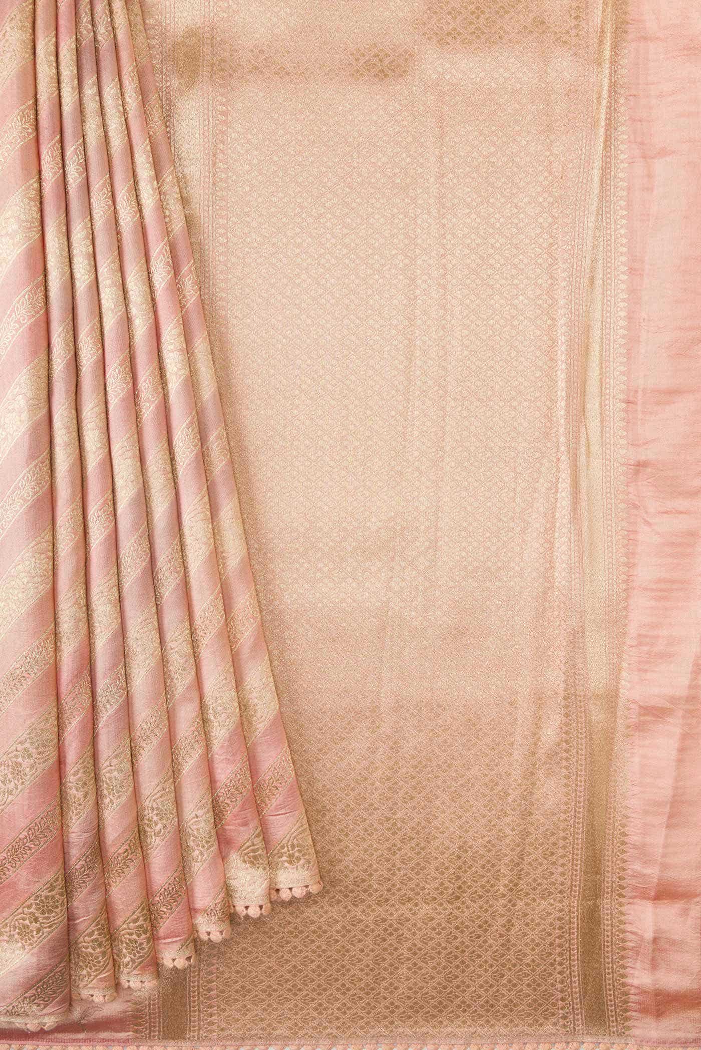 Golden Peach Banarasi Silk Saree