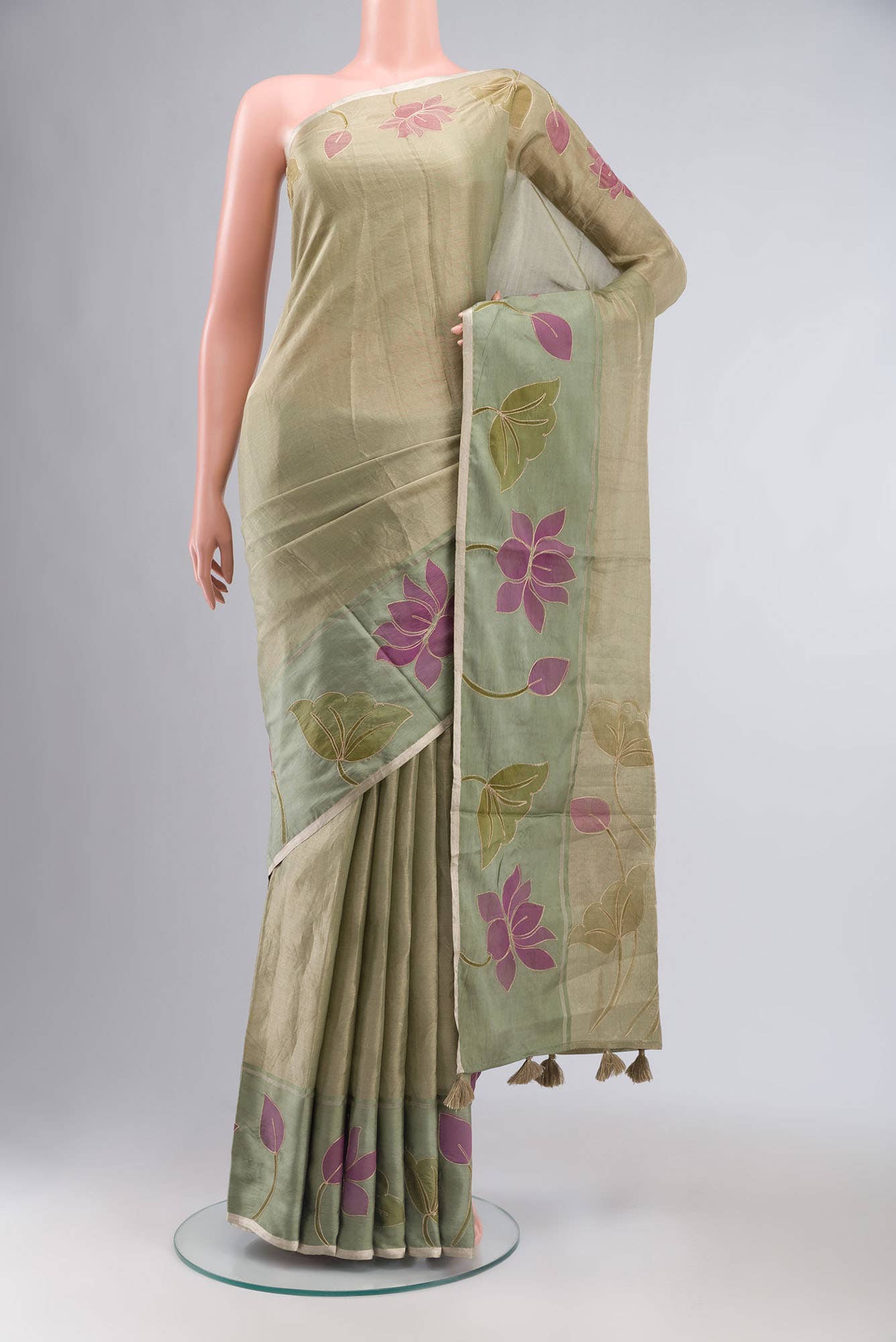 Sage Green Tissue Silk Saree