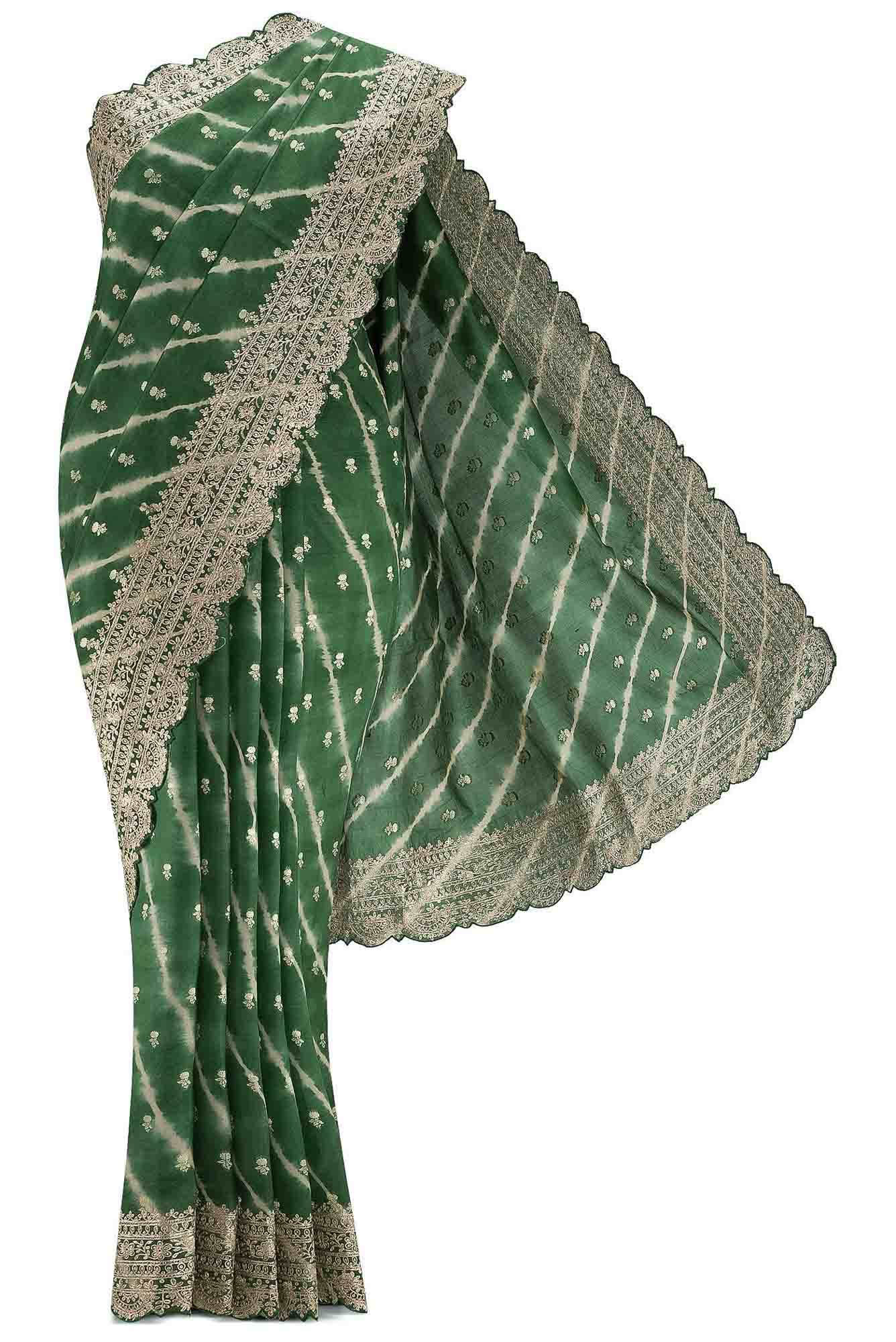 Green Dual Tone Tussar Silk Saree