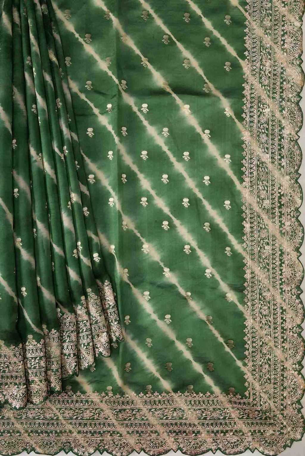 Green Dual Tone Tussar Silk Saree