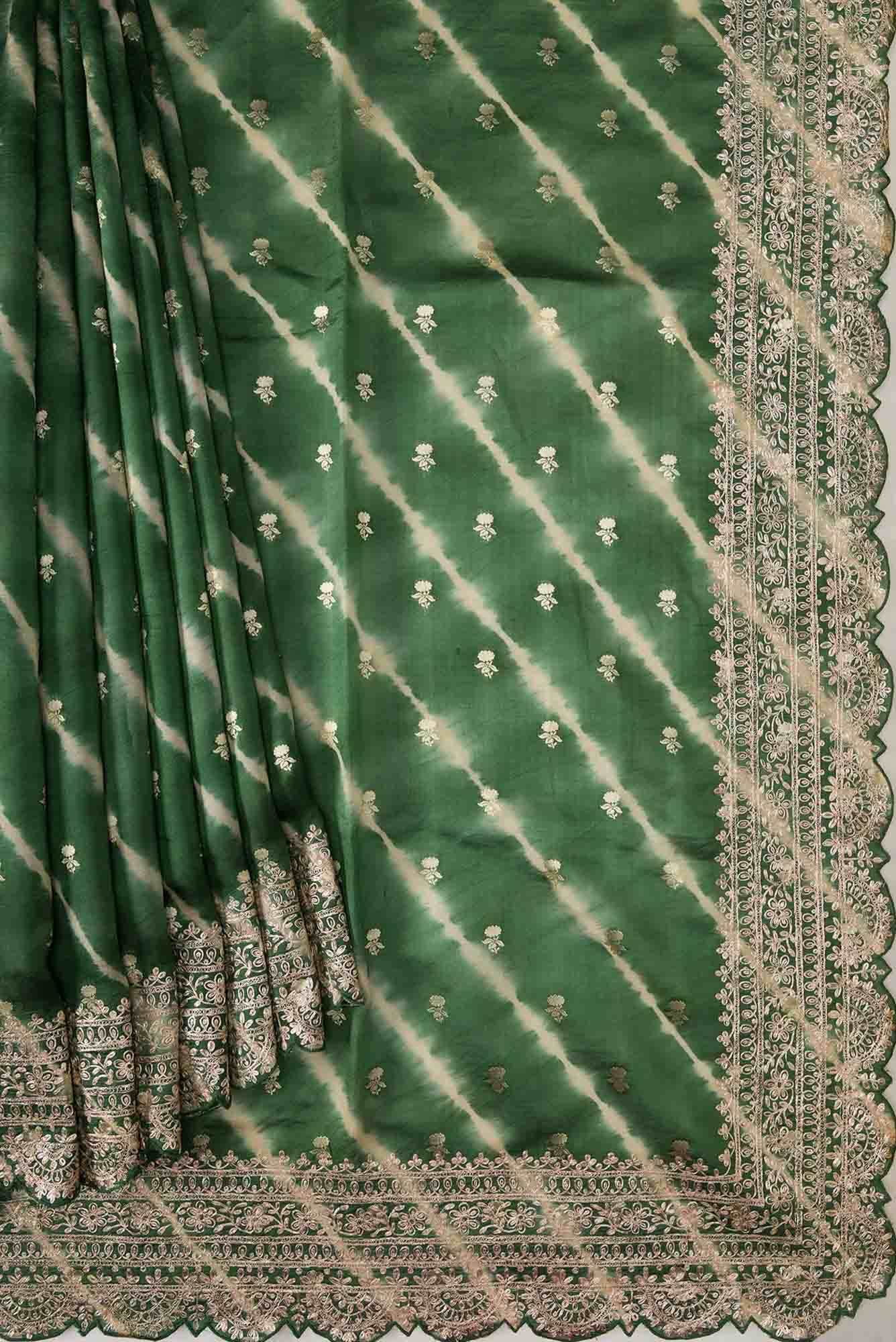 Green Dual Tone Tussar Silk Saree
