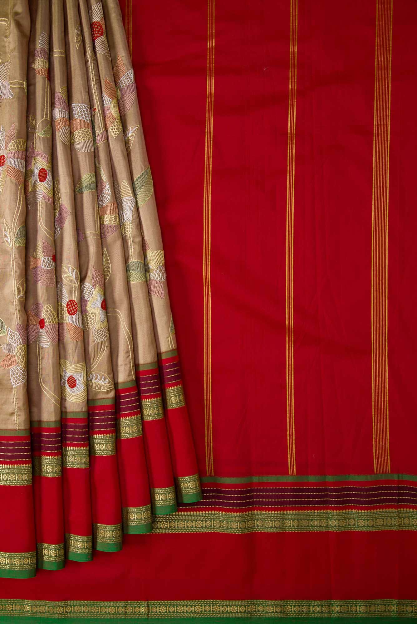 Brown Dual Tone Banarasi Silk Saree