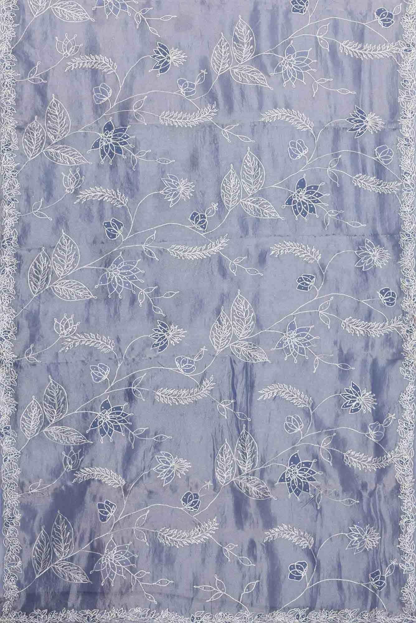 Grey Dual Tone Organza Silk Saree