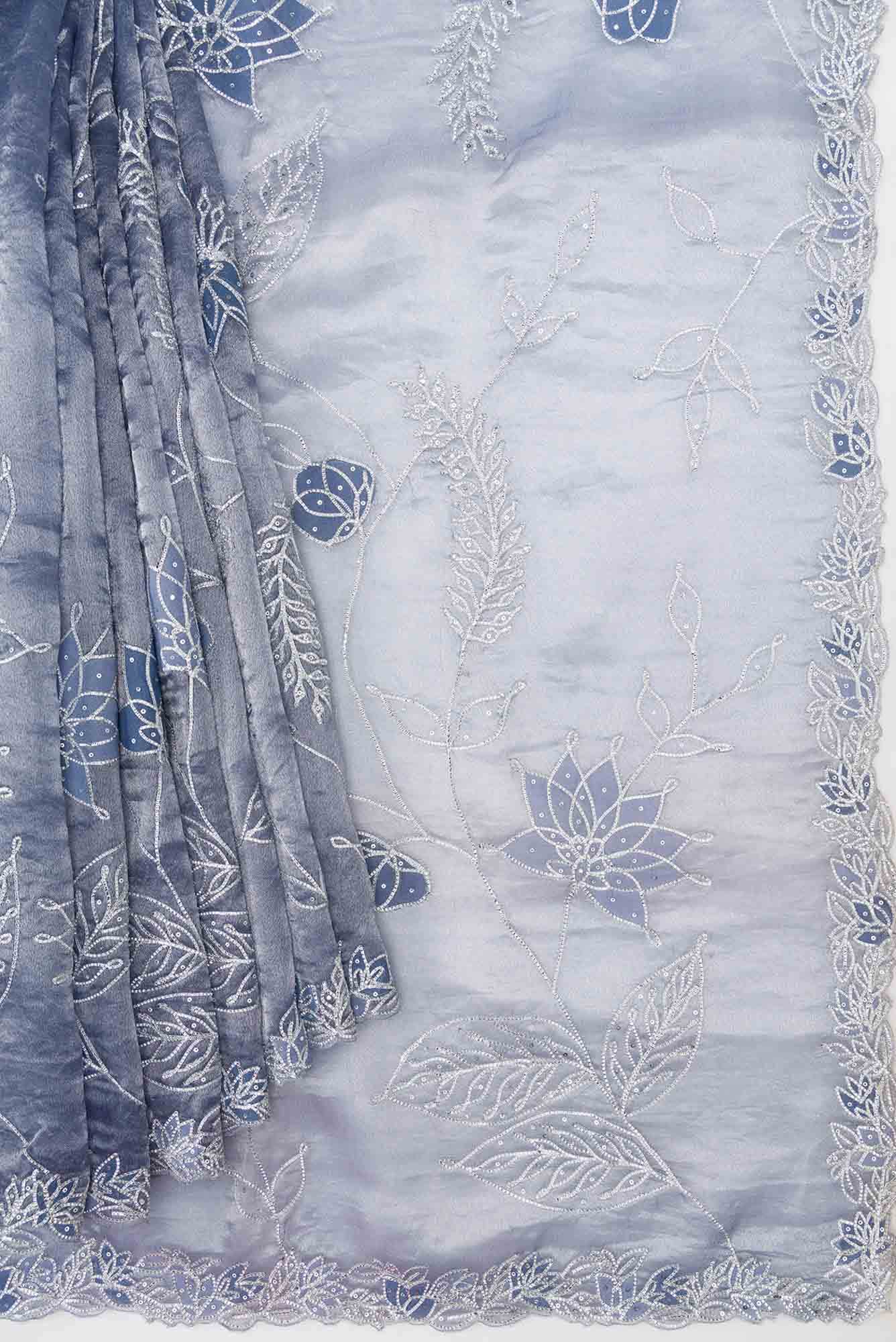 Grey Dual Tone Organza Silk Saree