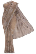 Brown Dual Tone Organza Silk Saree