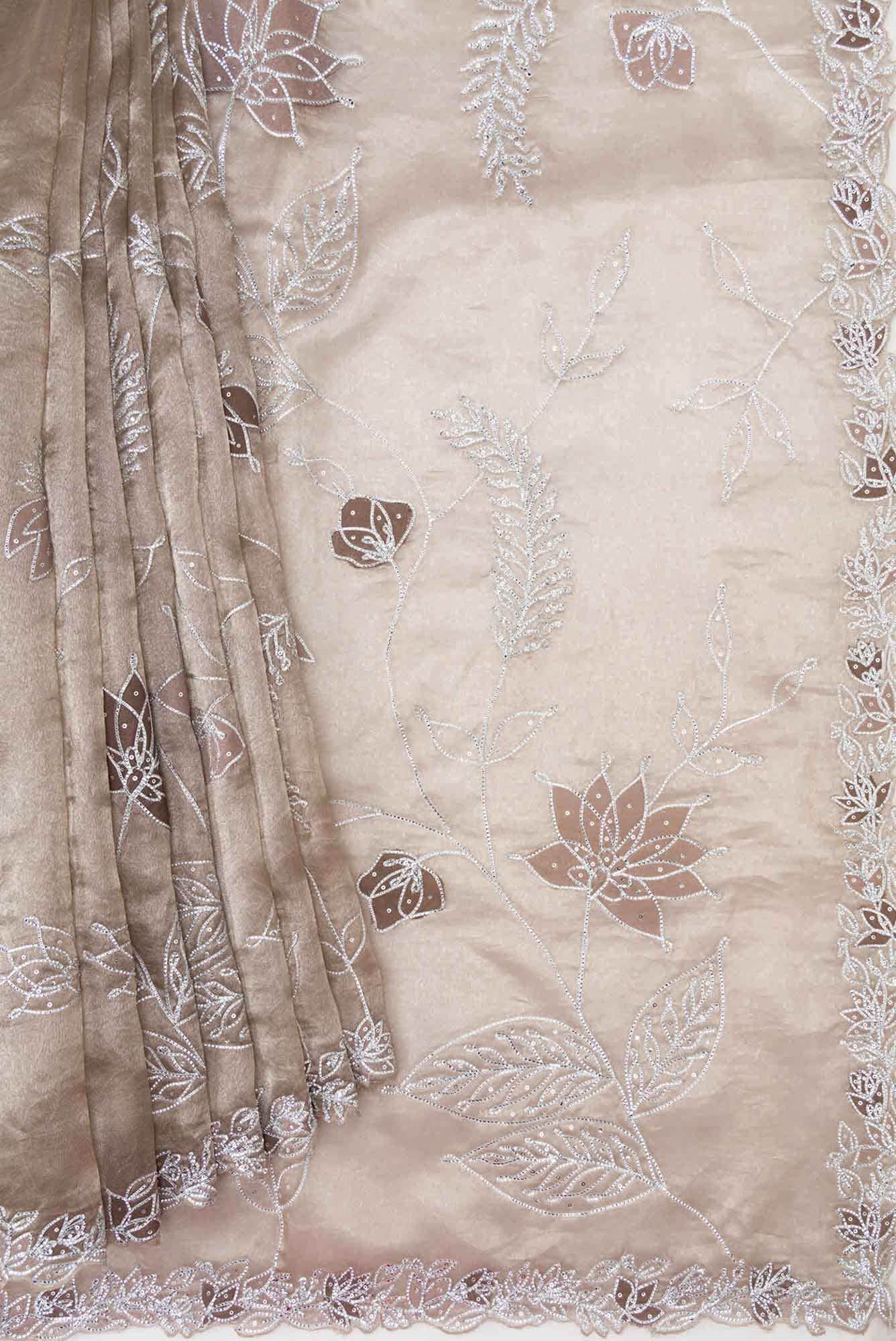 Brown Dual Tone Organza Silk Saree