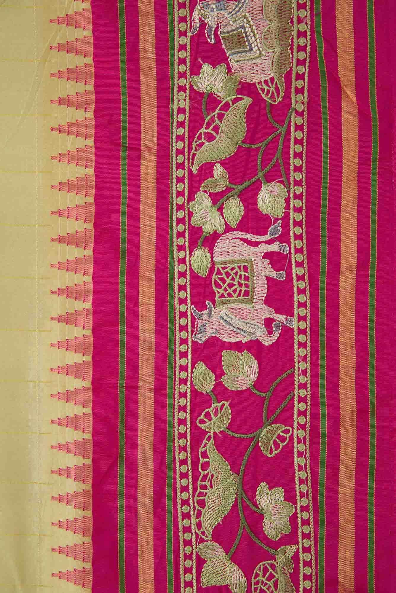 Pista Green Dual Tone Banarasi Silk Saree