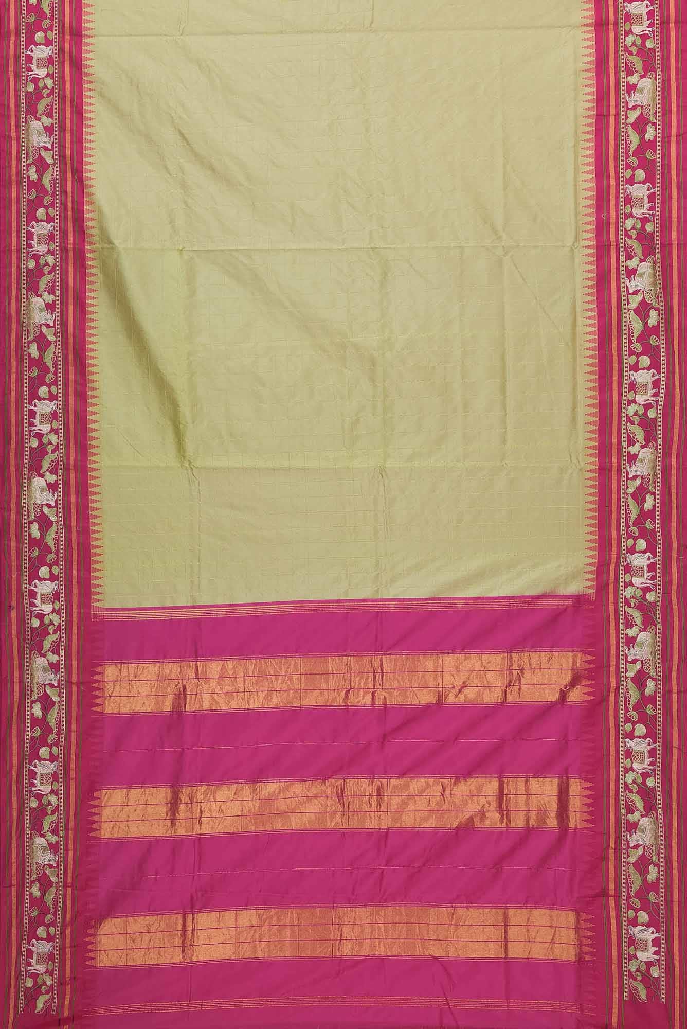Pista Green Dual Tone Banarasi Silk Saree