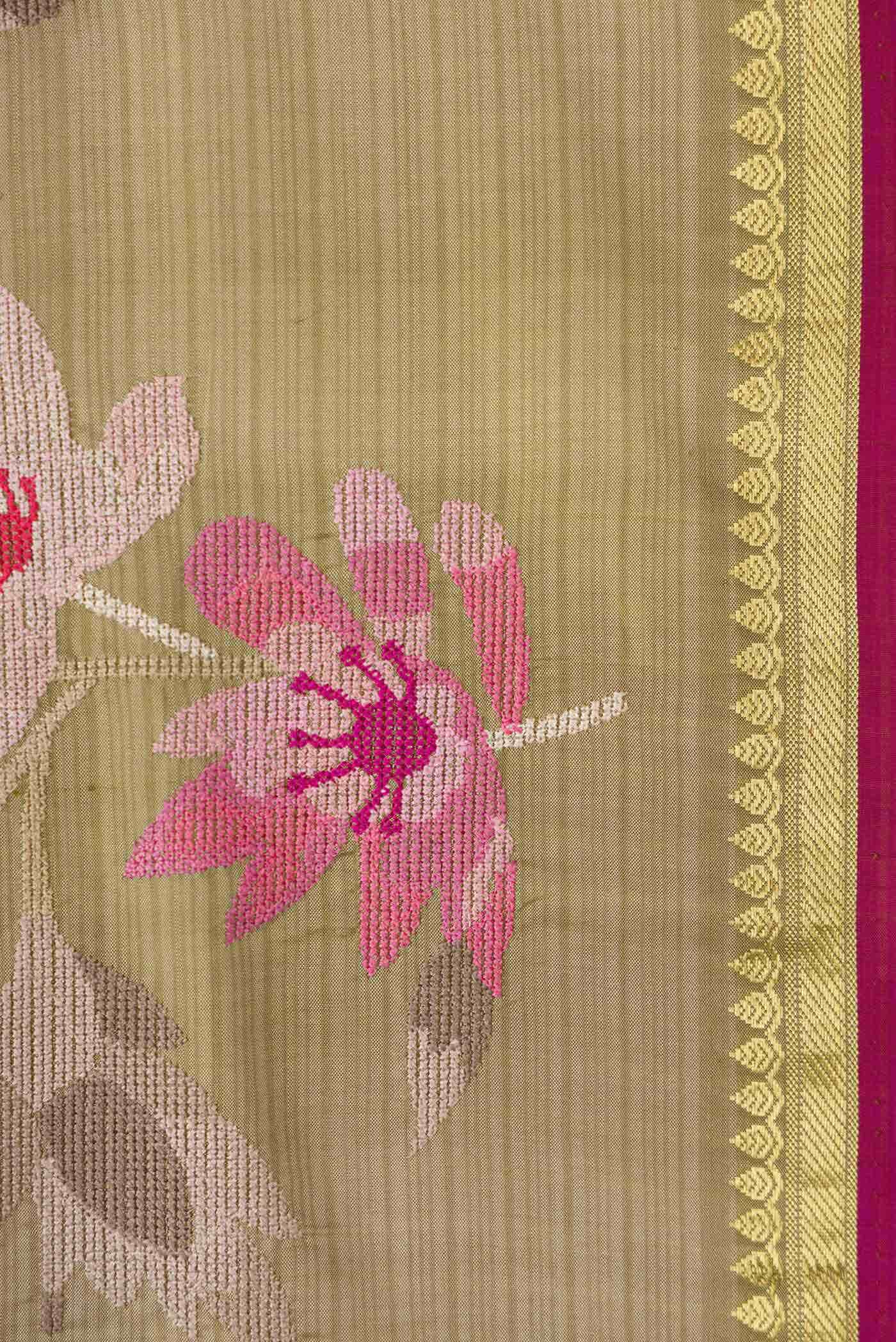 Davys Grey Dual Tone Kanchipuram Silk Saree