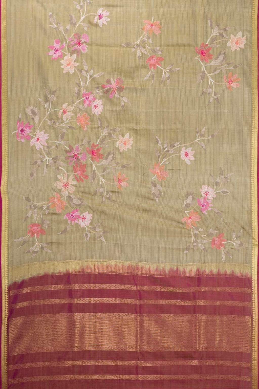 Davys Grey Dual Tone Kanchipuram Silk Saree