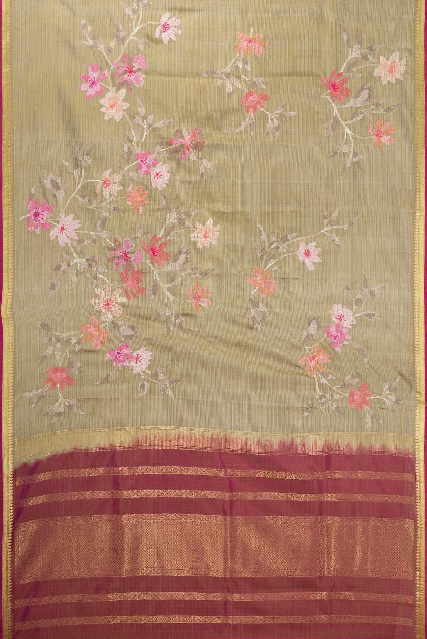 Davys Grey Dual Tone Kanchipuram Silk Saree