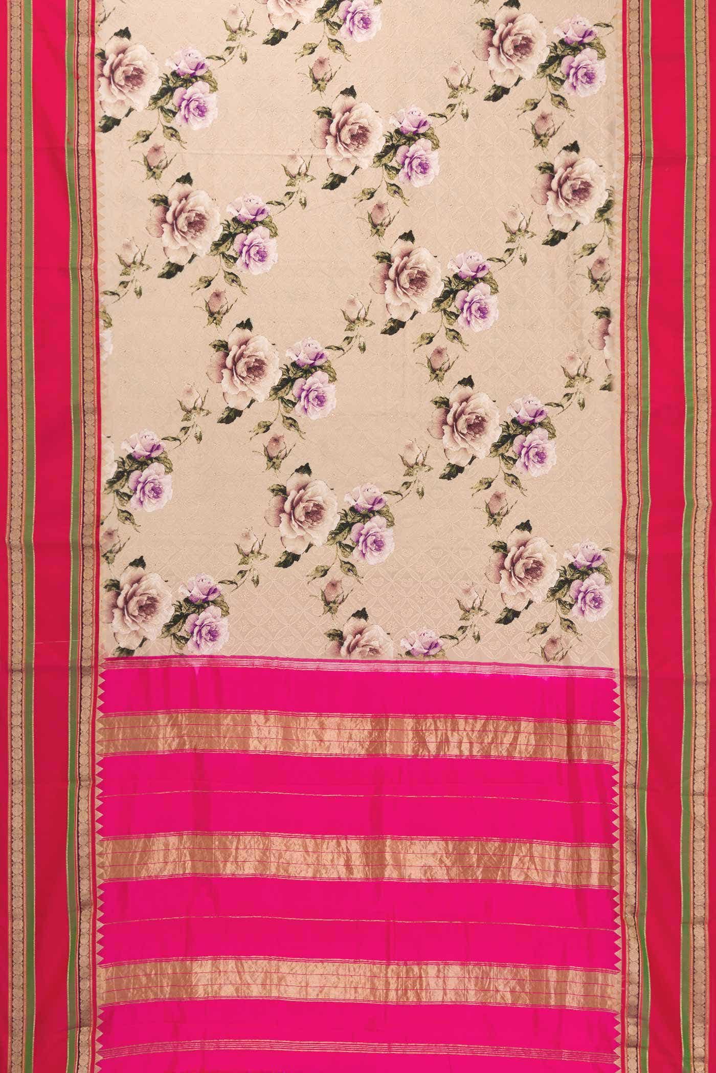 Beige Kanchipuram Silk Saree