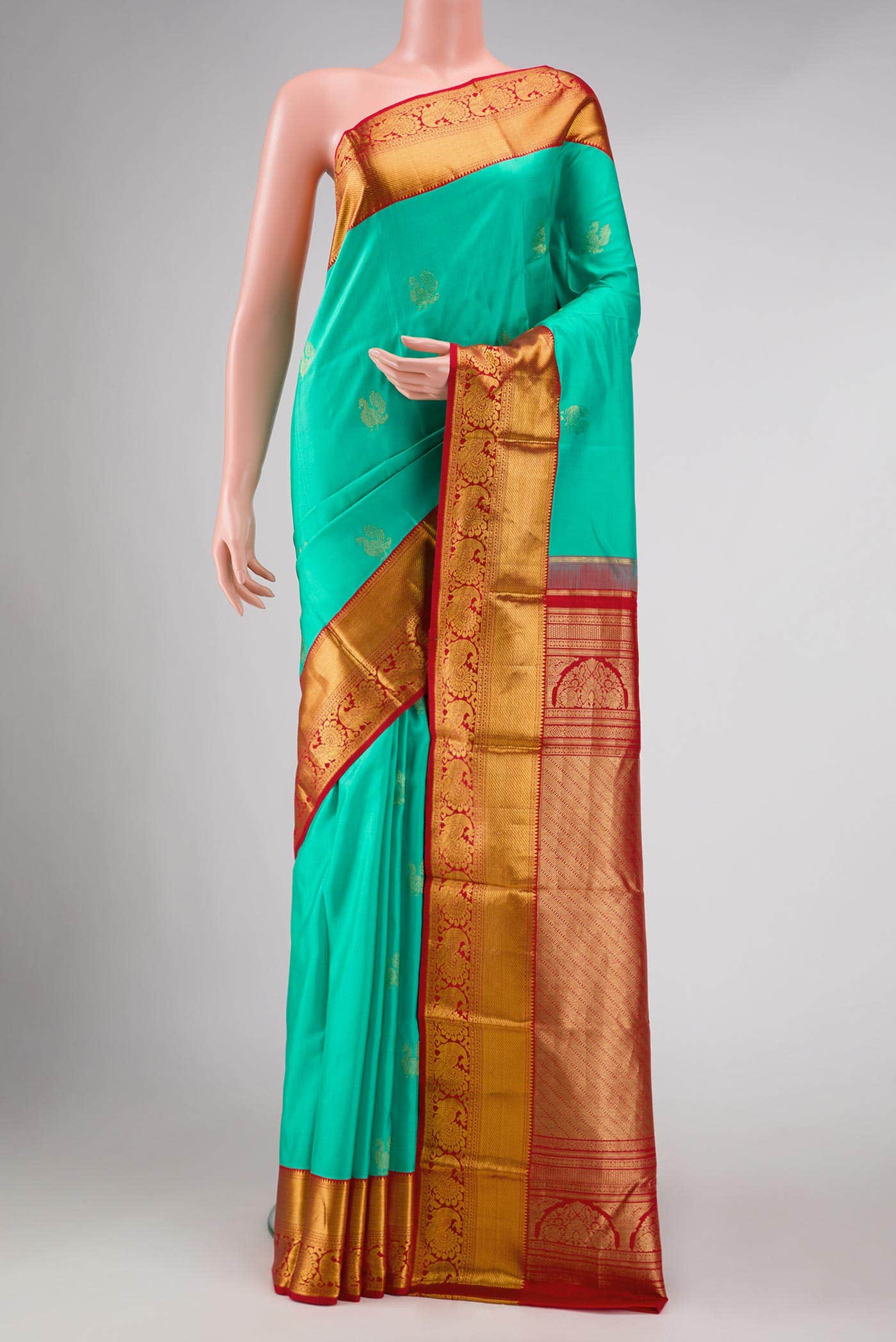 Sea Green Kanchipuram Silk Saree