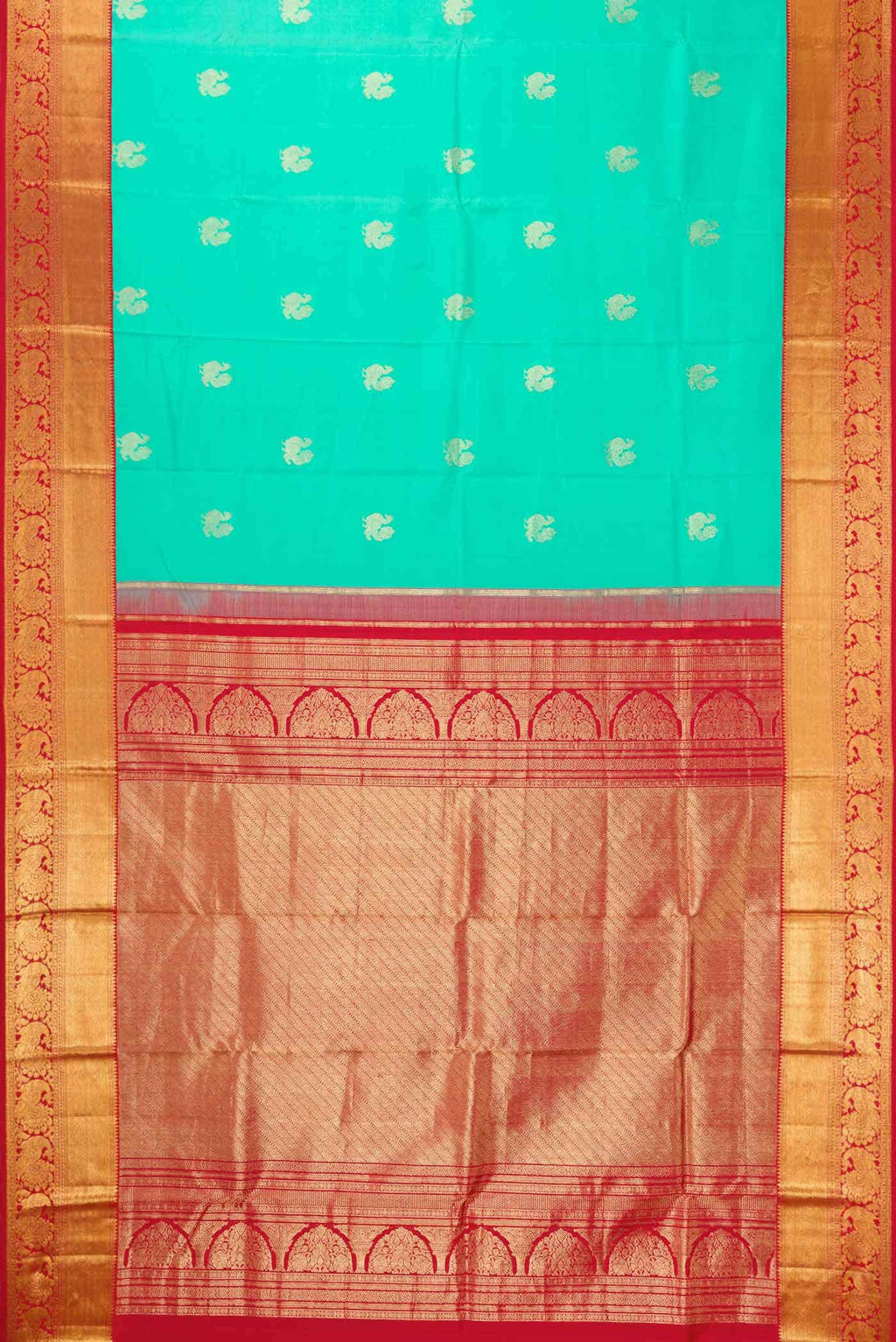 Sea Green Kanchipuram Silk Saree
