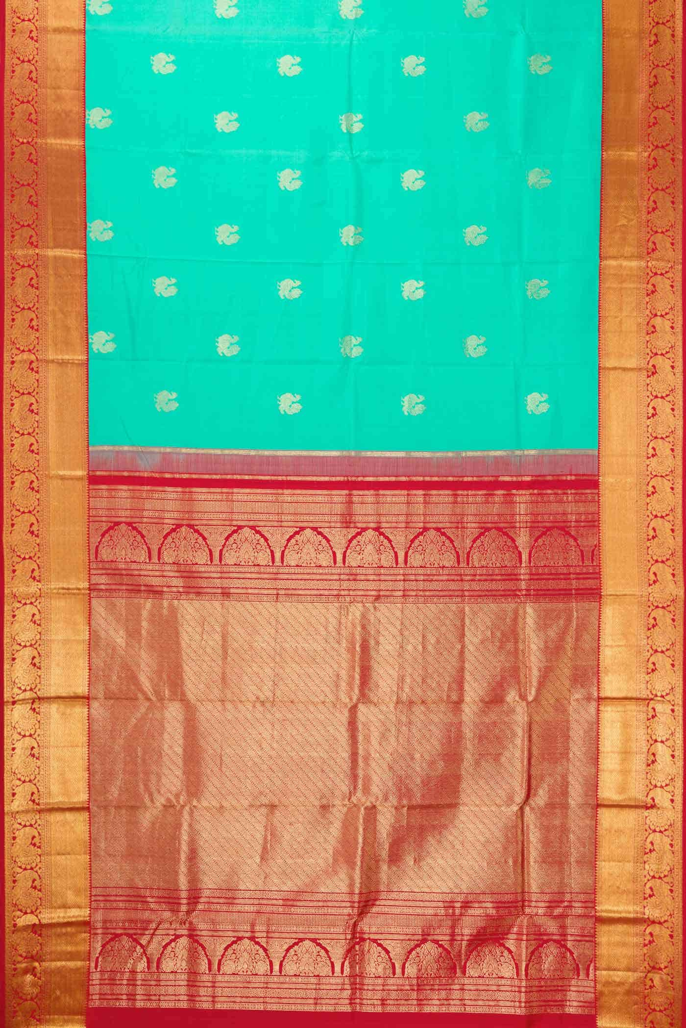 Sea Green Kanchipuram Silk Saree