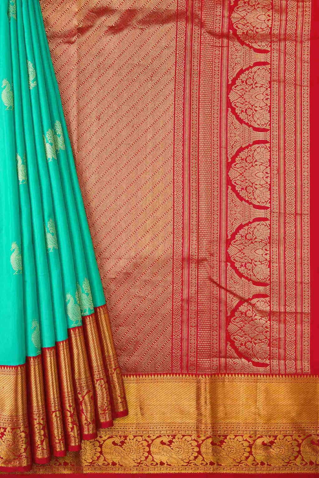 Sea Green Kanchipuram Silk Saree