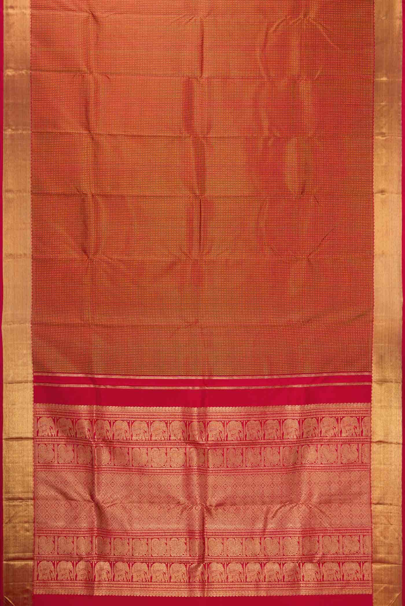 Pure Silk Pure Zari Maroon Dual Tone Kanchipuram Saree