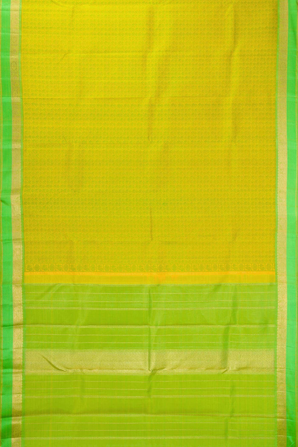Pure Silk Pure Zari Parrot Green Dual Tone Kanchipuram Saree