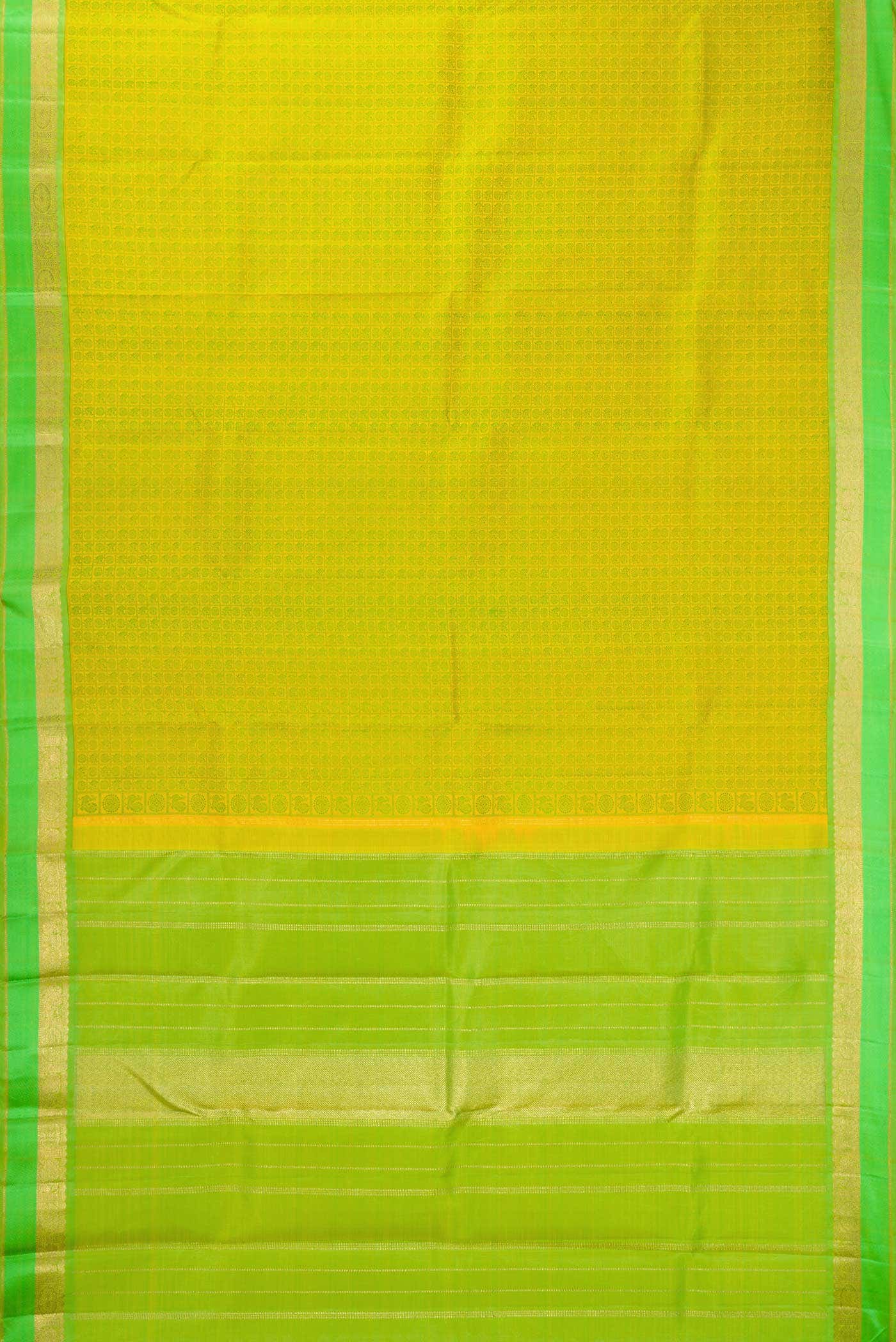 Pure Silk Pure Zari Parrot Green Dual Tone Kanchipuram Saree